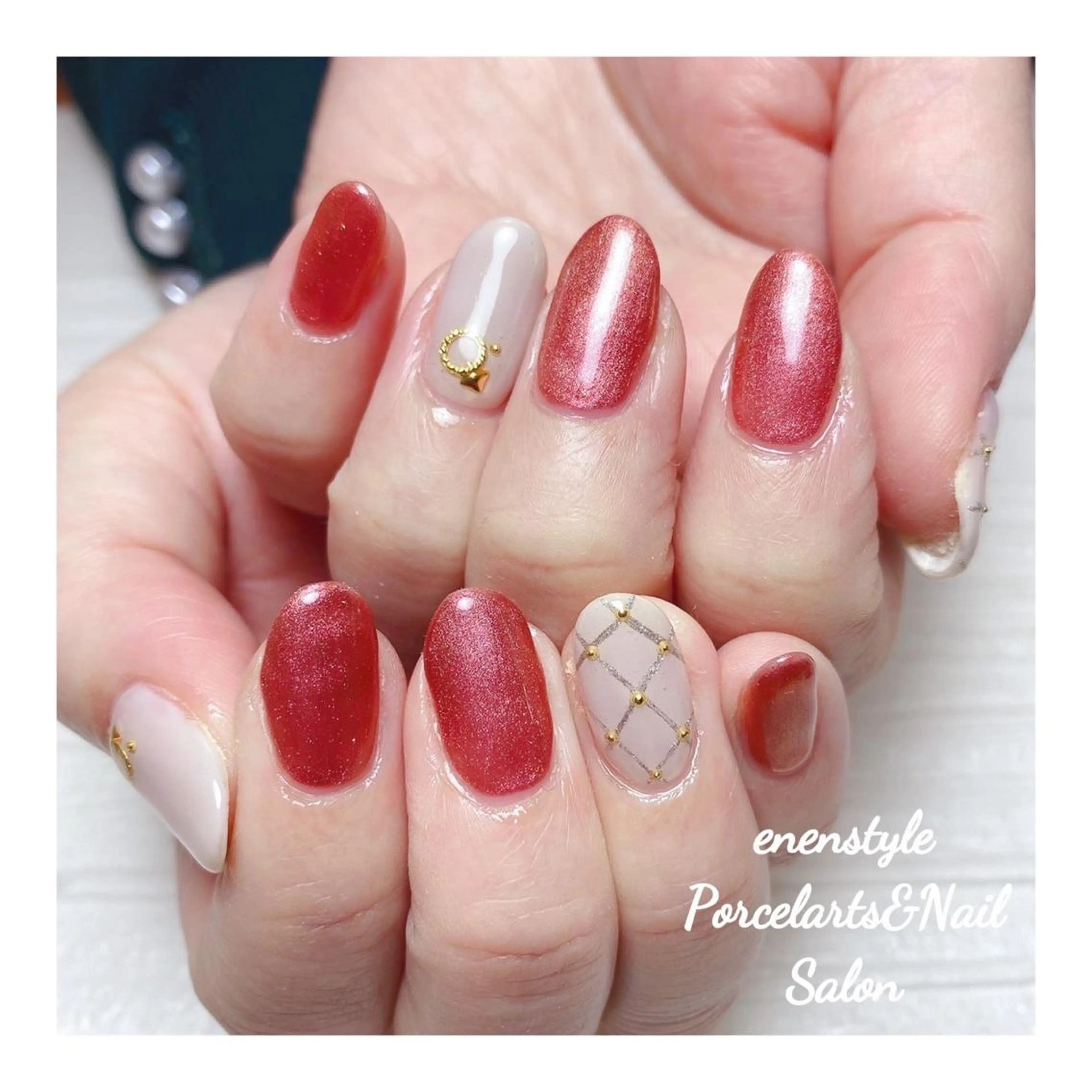 ミディアム ネイル ハンドネイル 👑enen style👑のネイルデザイン