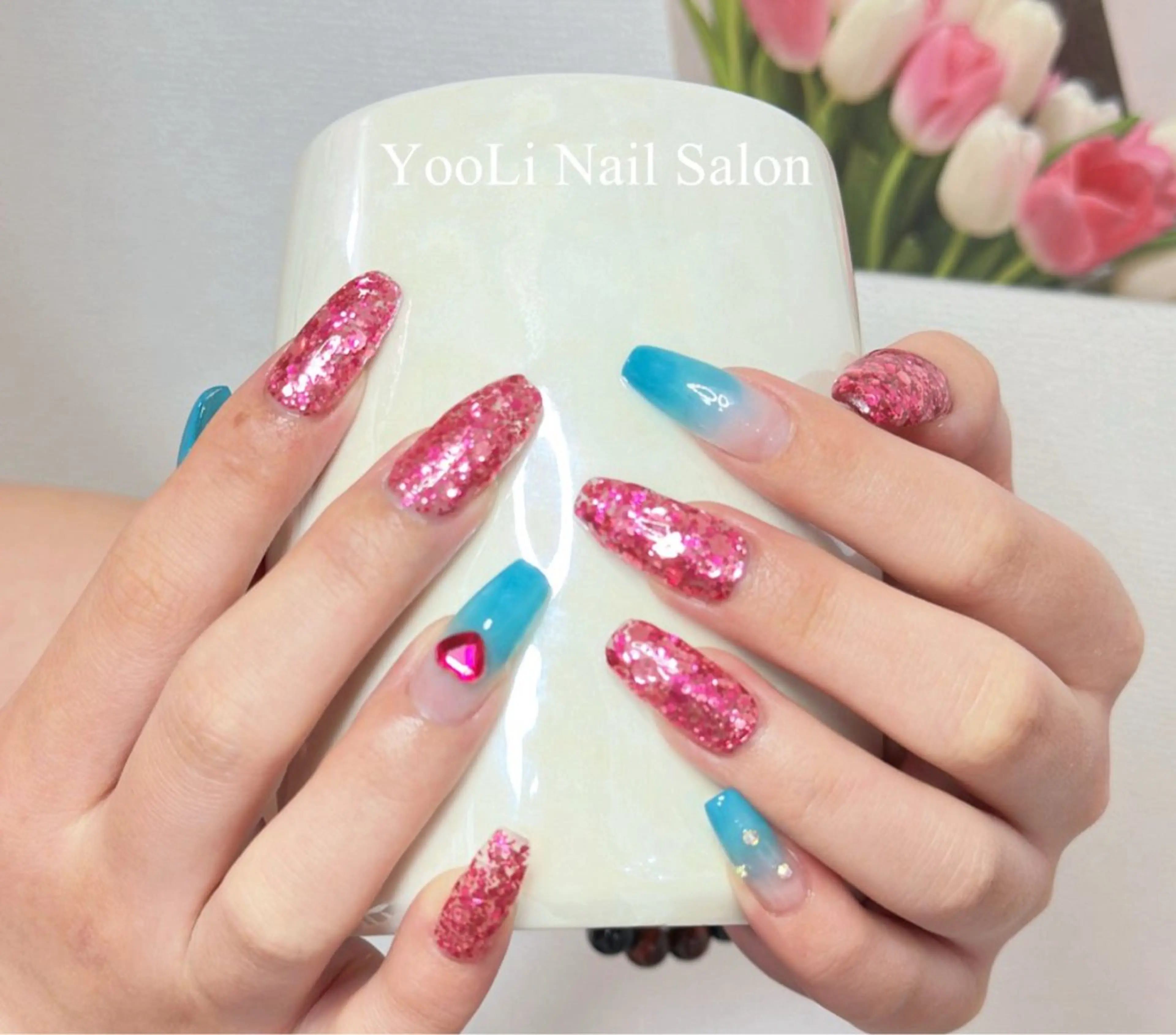 ネイル アートネイル オーロラネイル チークネイル フレンチネイル ガラスフレンチ 🎀🎀YooLi Nail Salonのネイルデザイン