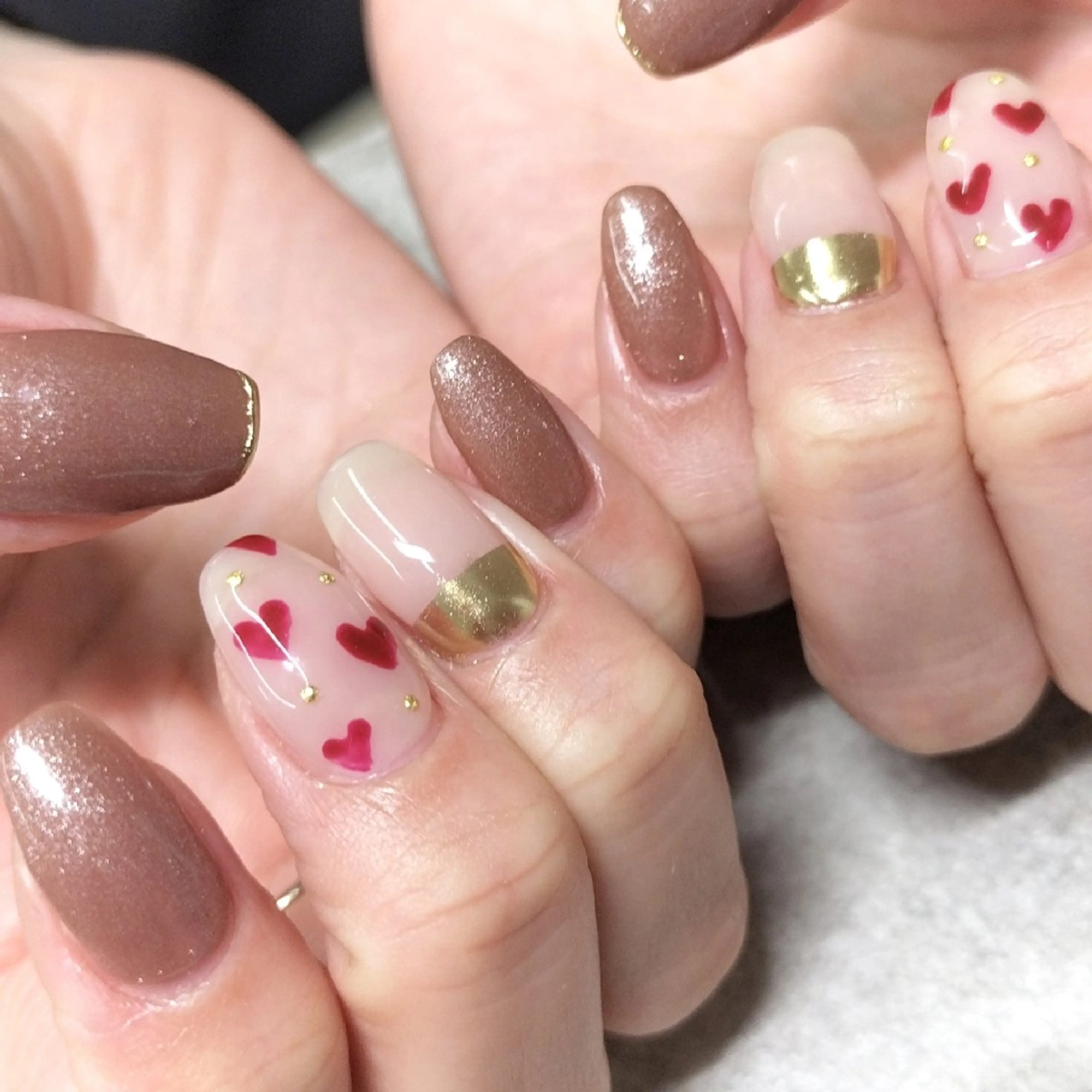 ネイル バレンタイン ハンドネイル She by M【シーバイエム】パラジェル/ニュアンスネイル所属・She by M. Ryoukaのネイルデザイン