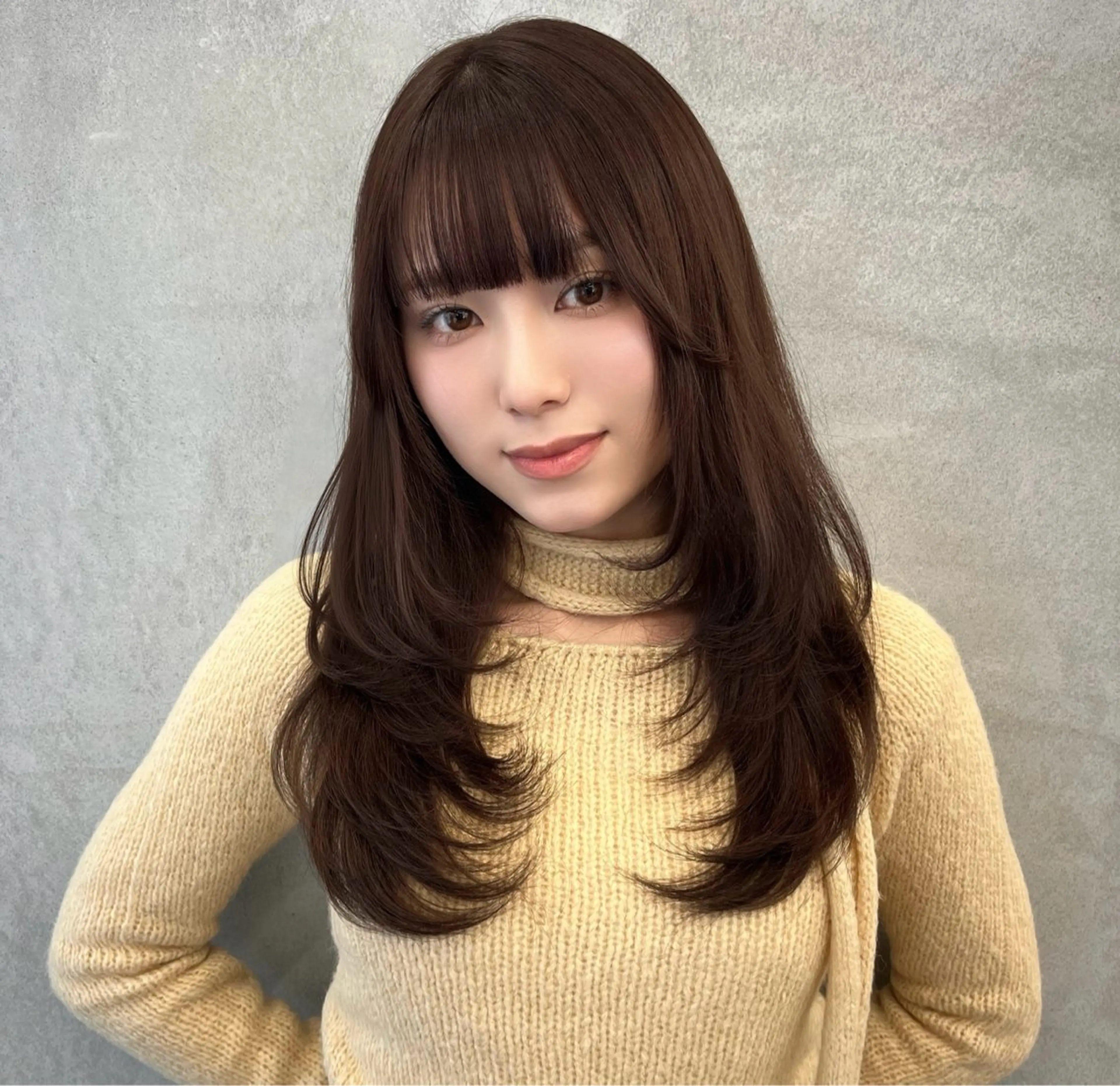 ロング カラー ブラウンカラー 韓国風ヘア レイヤーカット 縮毛矯正/ mikaのヘアスタイル