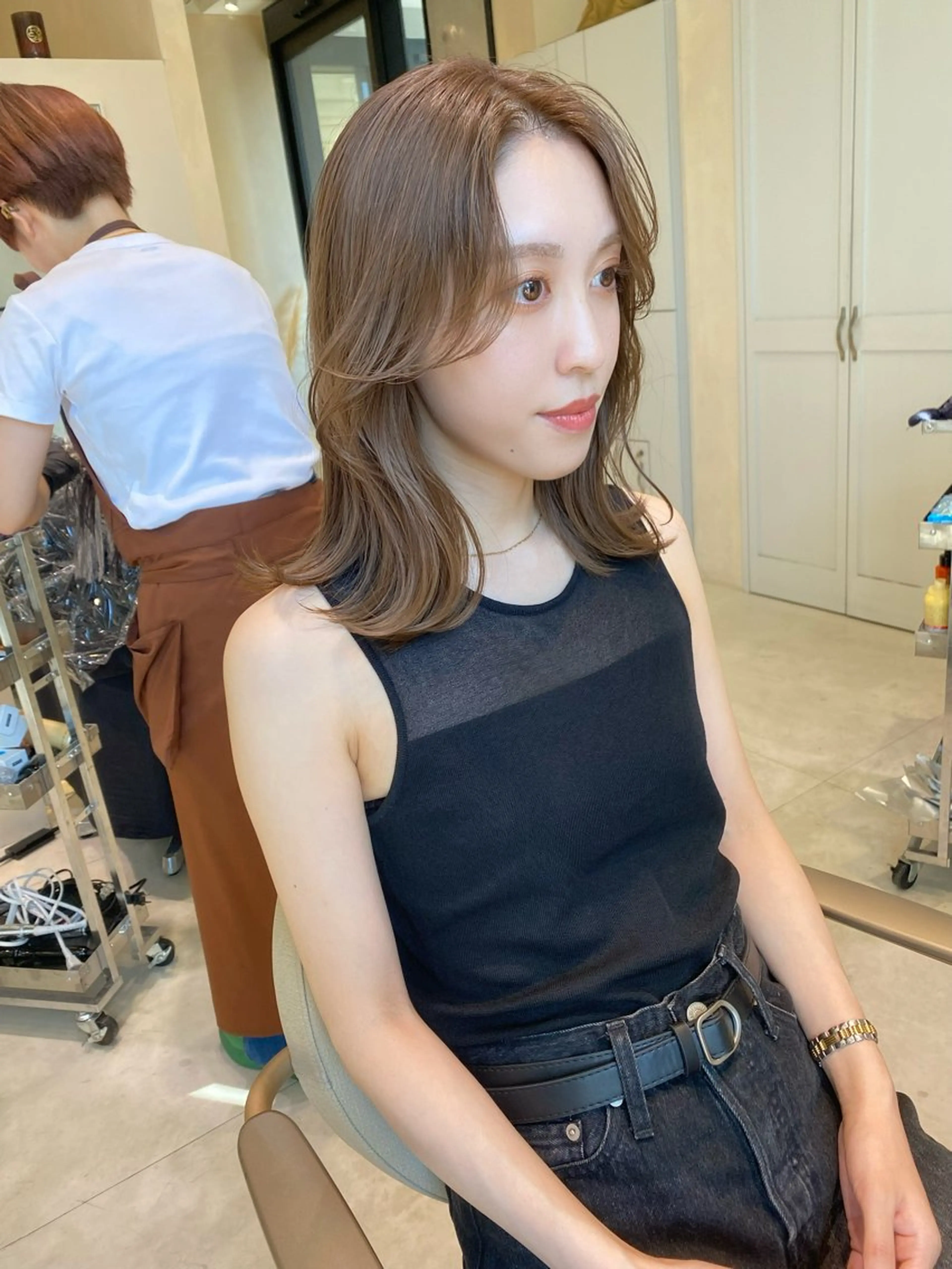 ミディアム カラー ボブ/ミニボブ 透明感カラーkadoのヘアスタイル