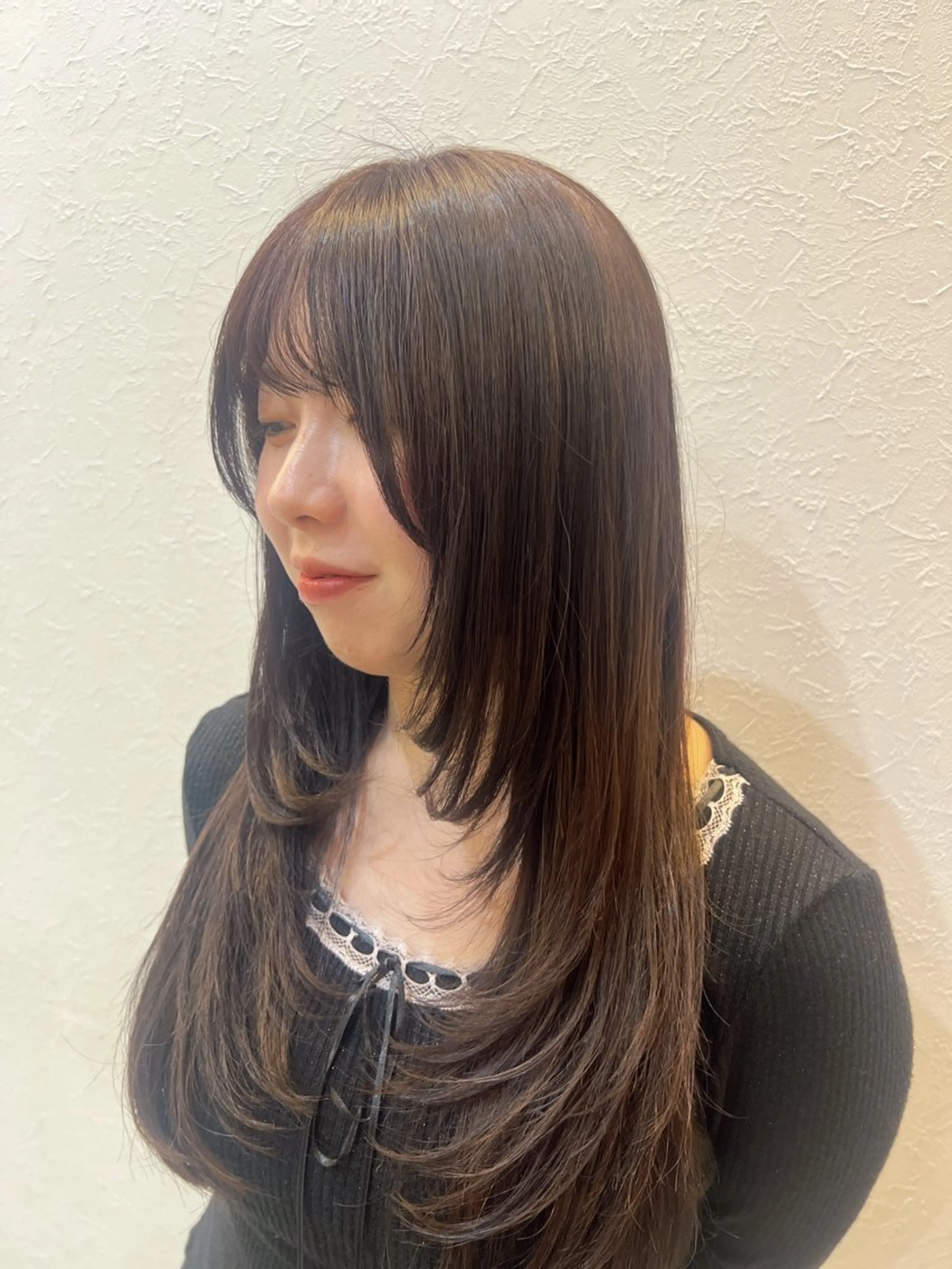 ロング 顔まわりレイヤー 顔周りカット レイヤーカット 津田 幸穂のヘアスタイル