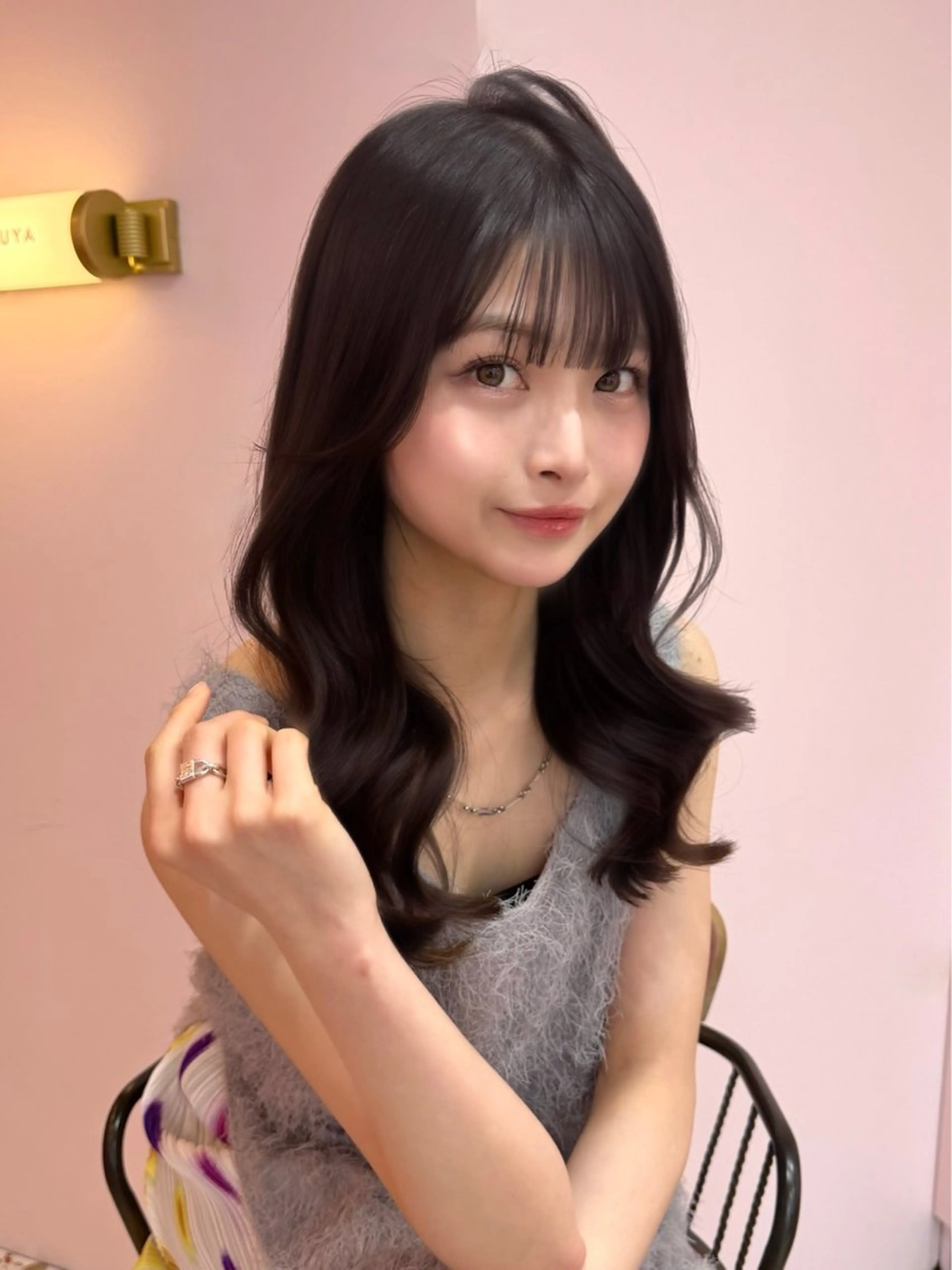 セミロング カラー ベージュカラー ブリーチ ブラウンカラー チョコレートブラウン 透明感カラー カット ヘアカラー 渋谷/韓国ヘア/ 顔まわり♡Ayakaのヘアスタイル