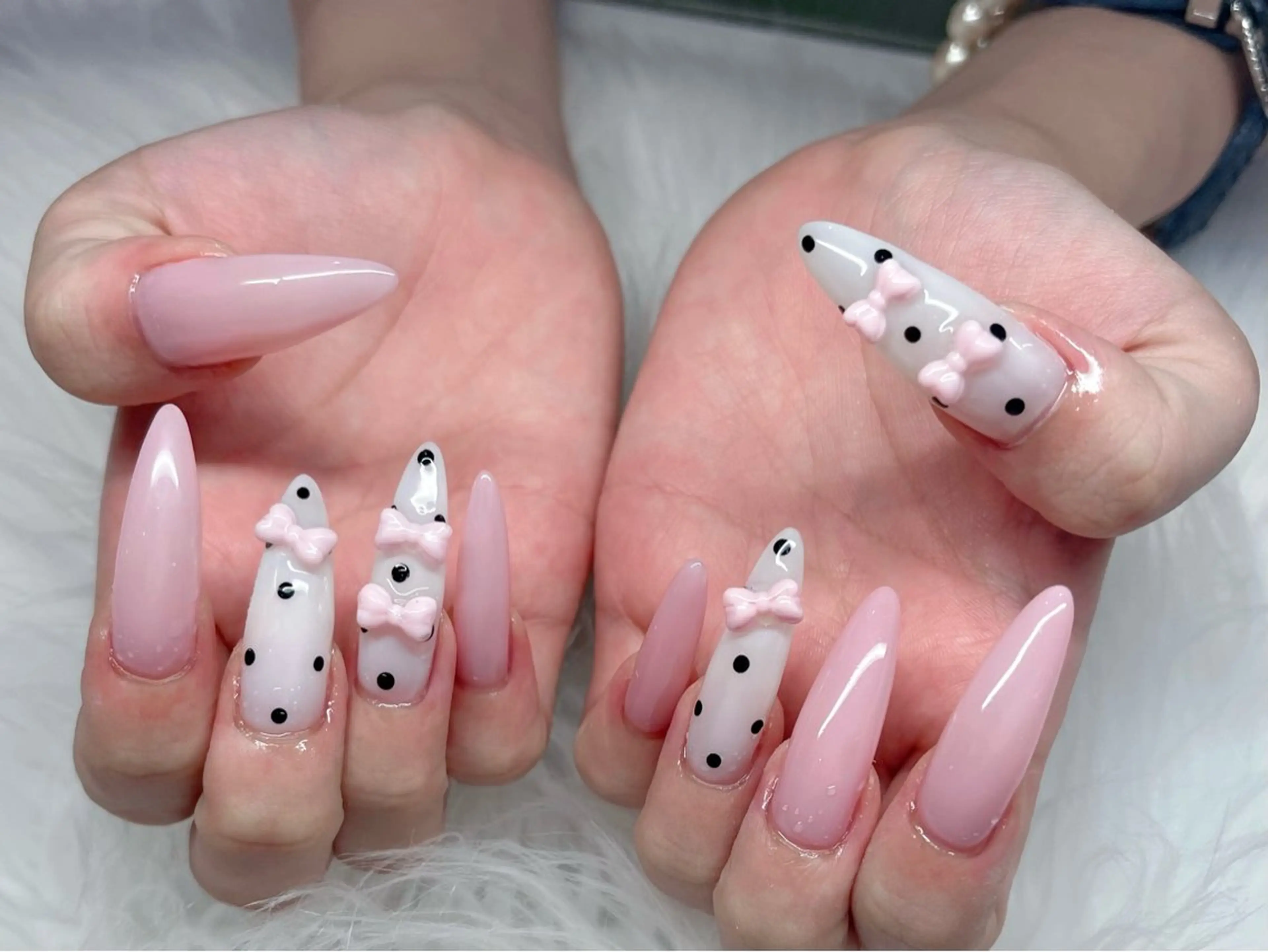 ネイル 桜ネイル フレンチネイル ガラスフレンチ ロングネイル マグネットネイル ximina ネイルサロン北堀江のネイルデザイン
