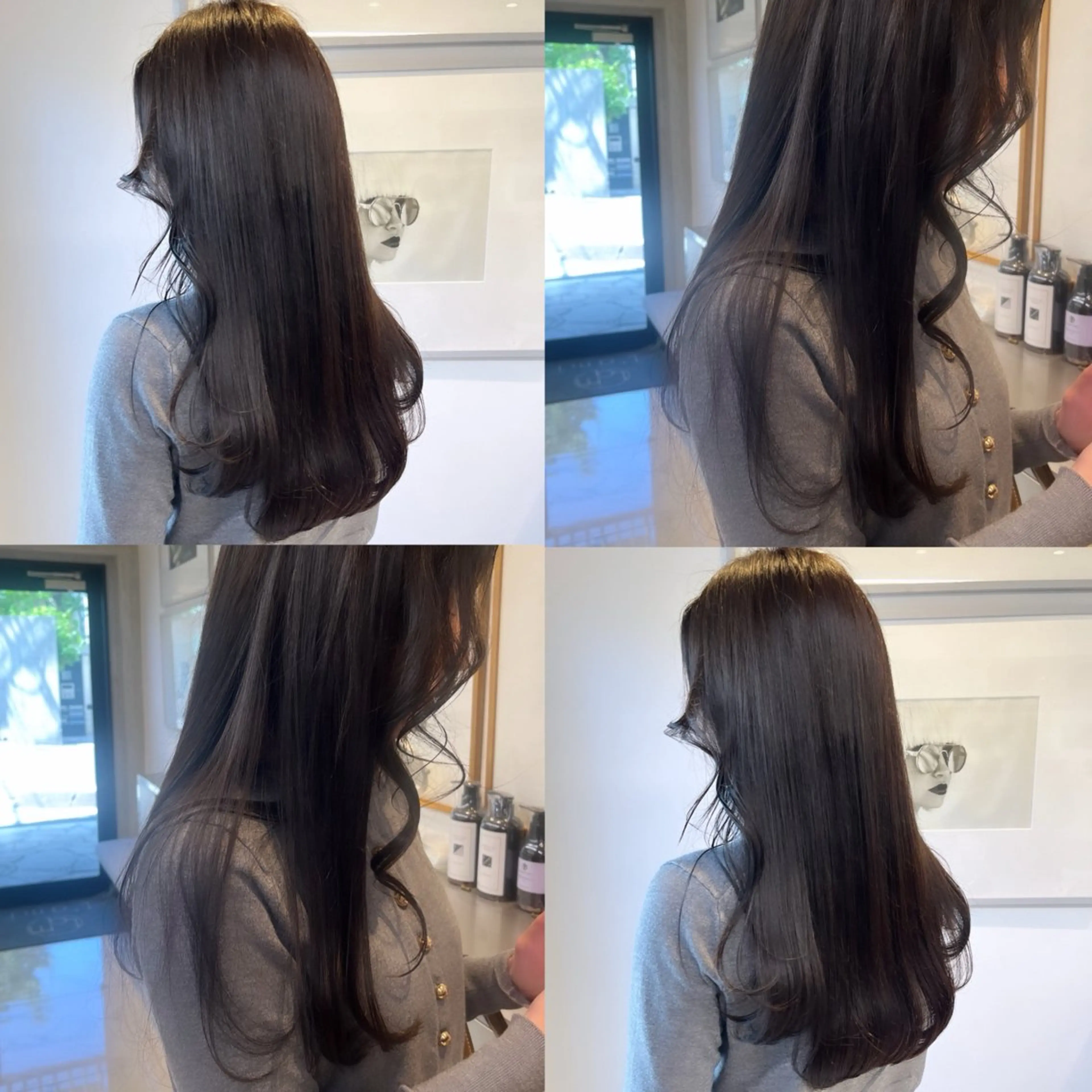 セミロング カラー アッシュ アッシュグレー アッシュグレージュ ブルーカラー ブルーグレー カット ヘアカラー トリートメント ヘッドスパ ヘアセット カジュアルを女っぽく 𝗮𝘆𝗮𝗰𝗼のヘアスタイル