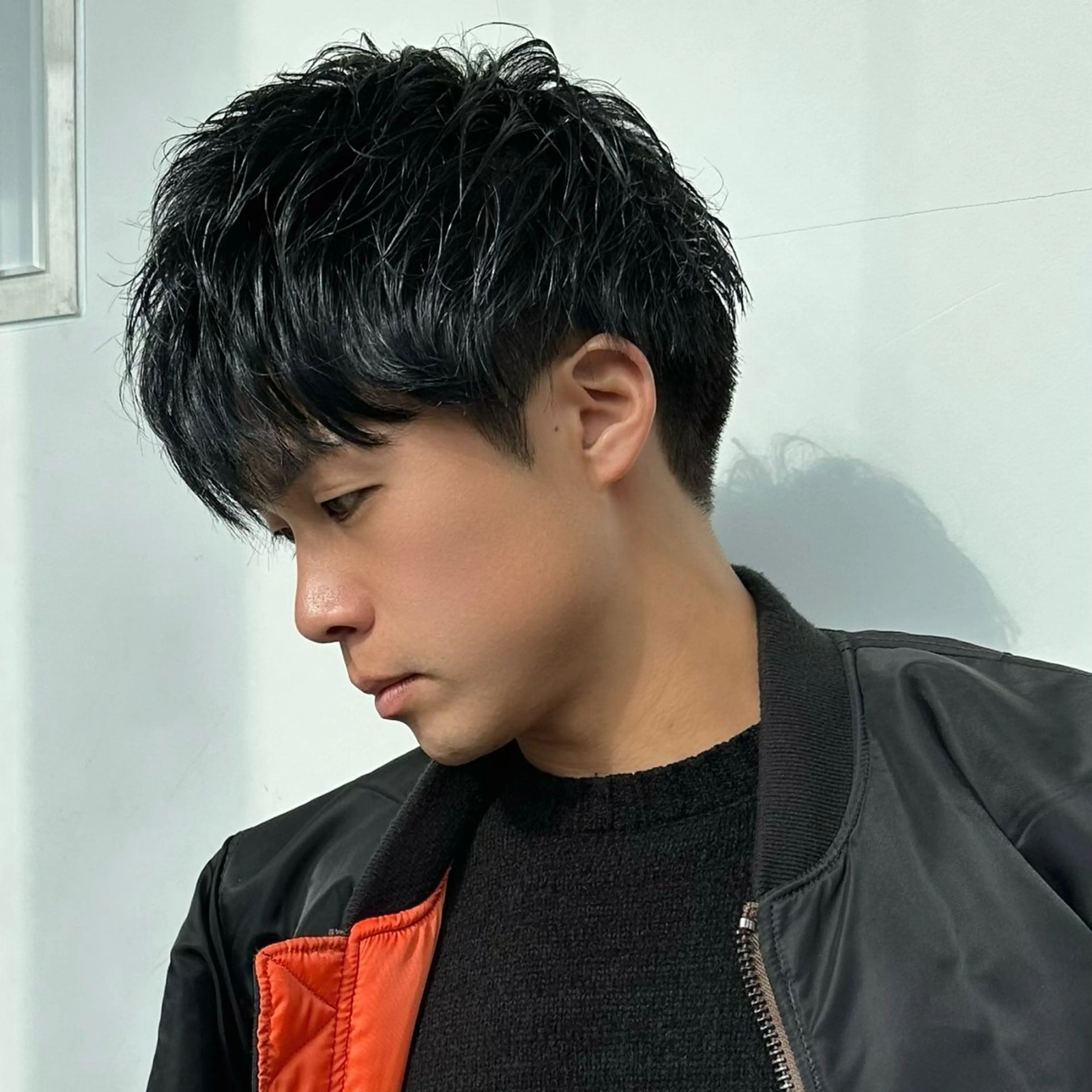 ショート カラー パーマ メンズ アップバング ダウンパーマ マッシュ メンズパーマ メンズツイストパーマ カット 朝楽メンズパーマ 🥇メンズカット吉田のヘアスタイル