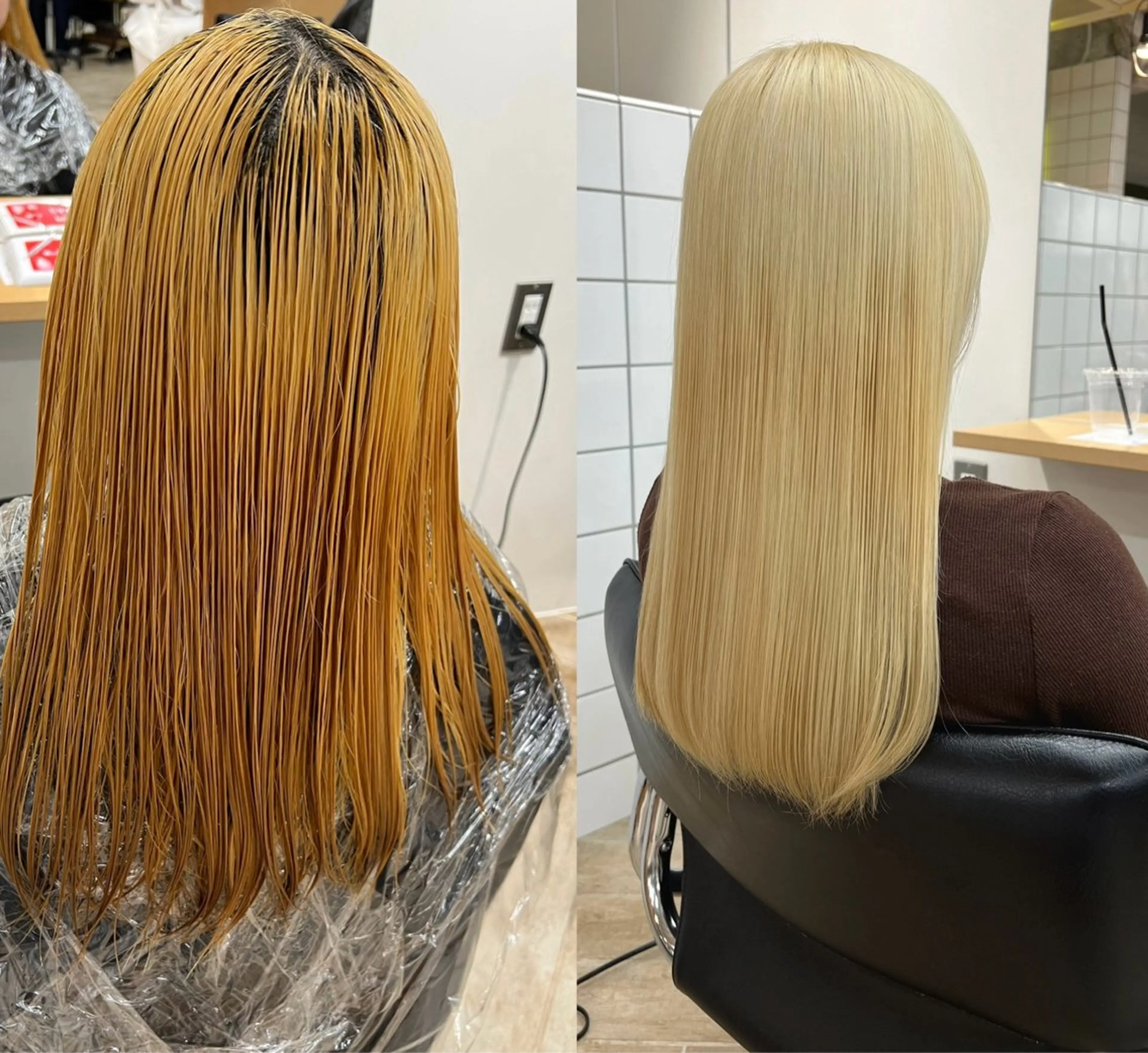 ロング カラー ブリーチ ヘアカラー トリートメント ベージュ/髪質改善 新潟/万代/井上佑のヘアスタイル