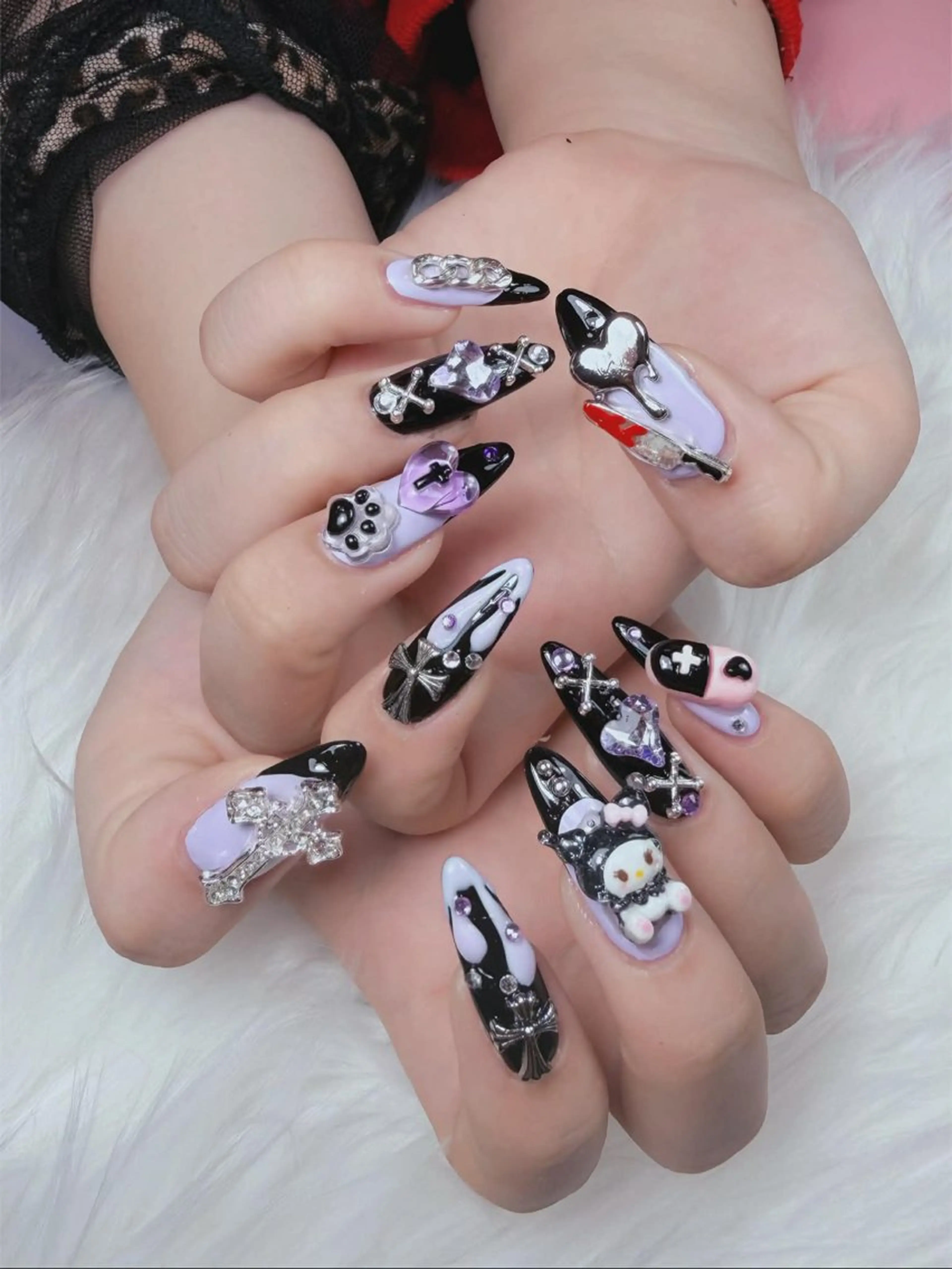 ネイル フレンチネイル グラデーション キラキラネイル 韓国ネイル マグネットネイル HIKARIHANA NAIL NANAのネイルデザイン