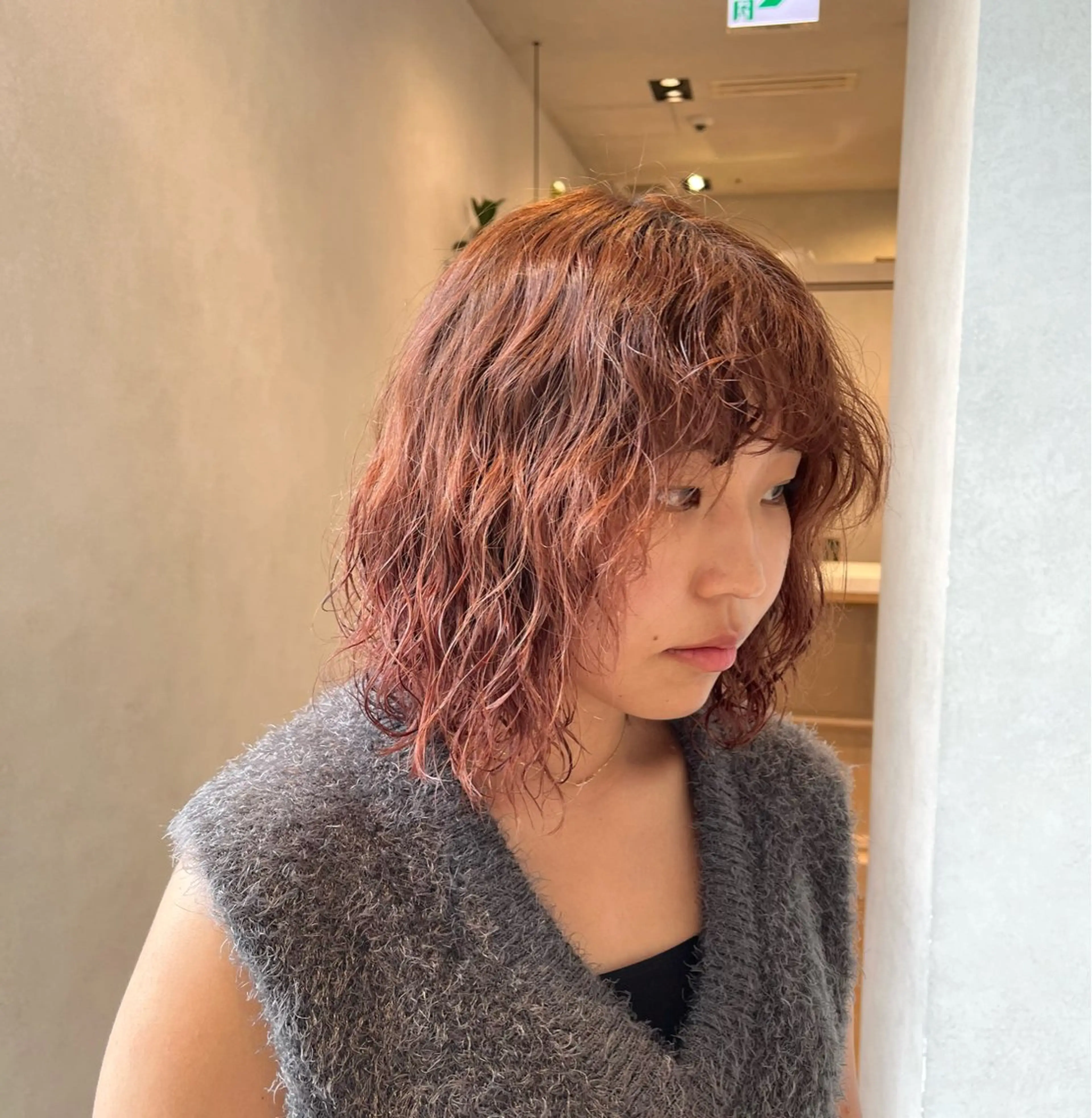 ミディアム カラー パーマ ミディアムパーマ ボブ 顔まわりレイヤー 顔周りカット レイヤーカット カット パーマ 🌿‬ナチュラルヘア /パーマ/蒼真🍃のヘアスタイル