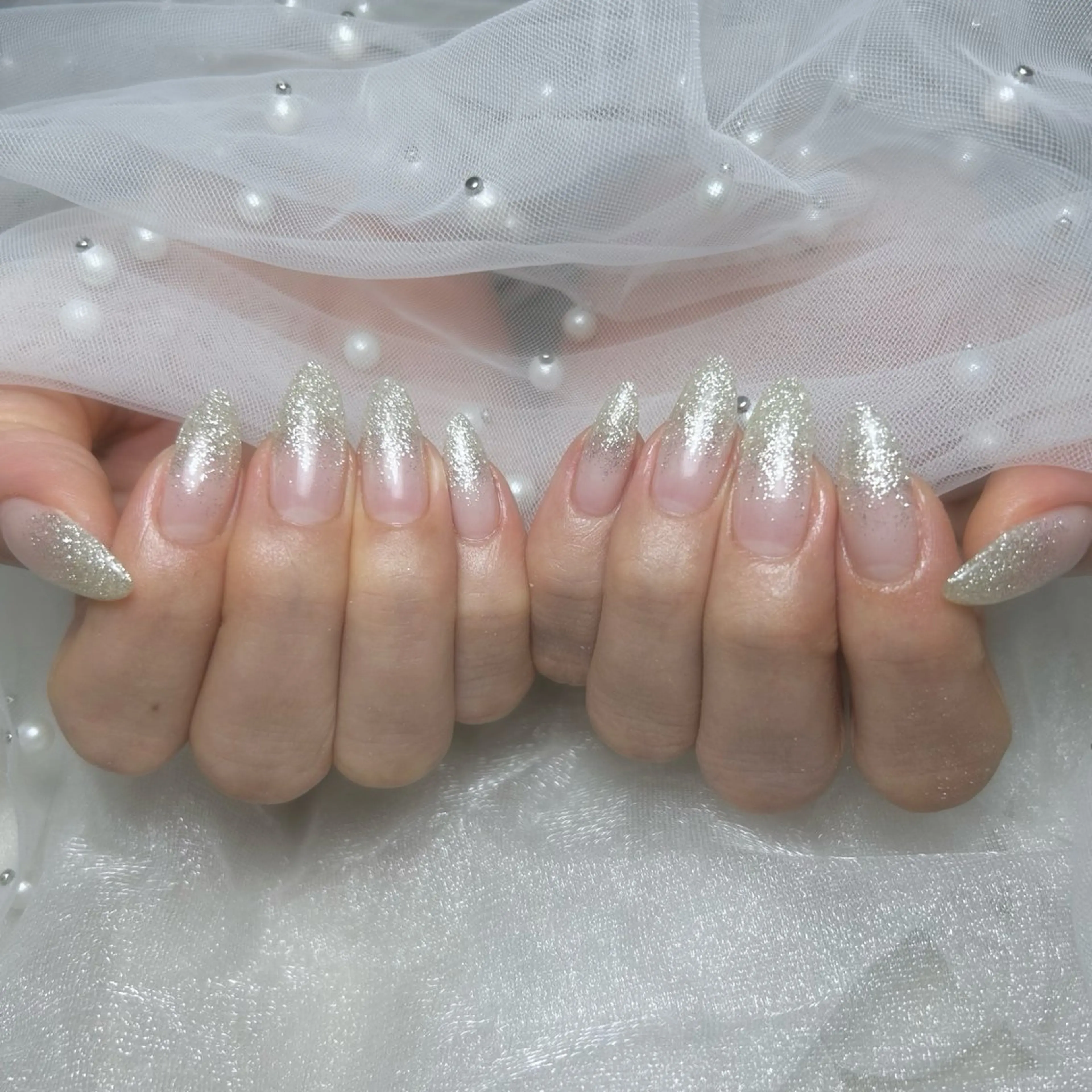 ネイル フラッシュネイル グラデーション キラキラネイル ラメ(グリッター) ラメグラデーション ハンドネイル La suzuran 上前津店 森本のネイルデザイン