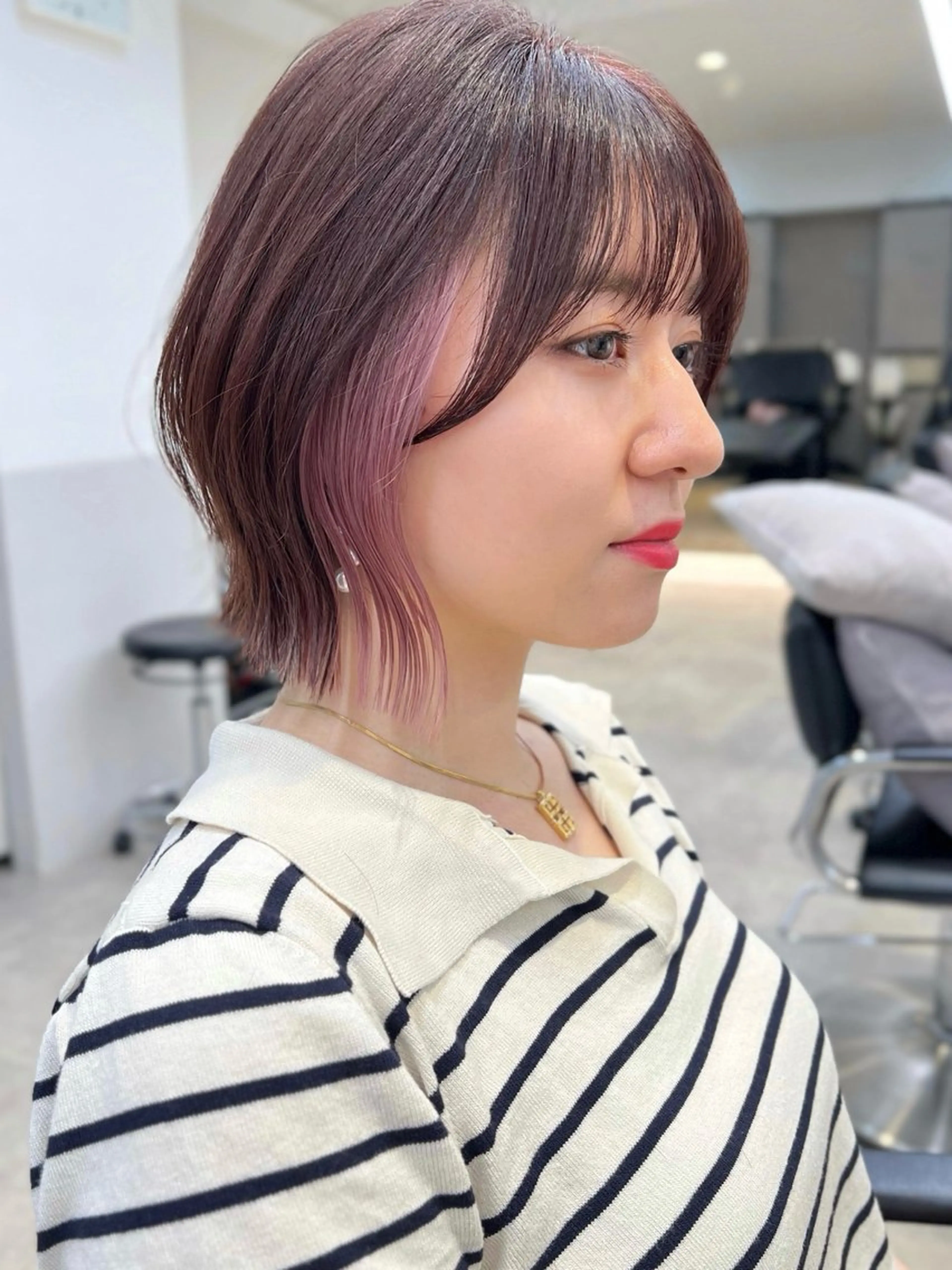 ショート カラー イヤリングカラー ピンクカラー 夏山 秀憲のヘアスタイル