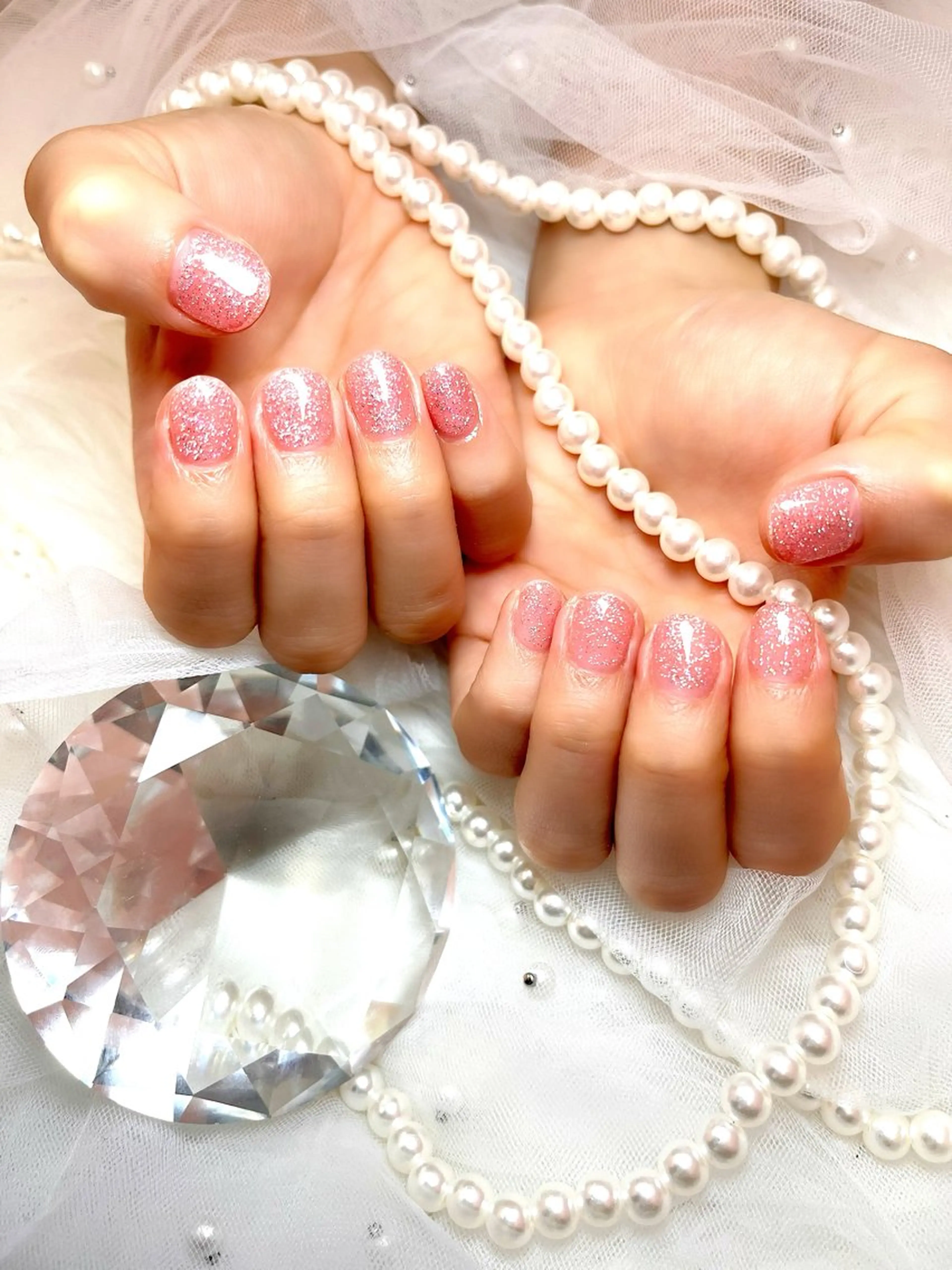 ネイル ラメ(グリッター) ピンク icy nail 葵のネイルデザイン