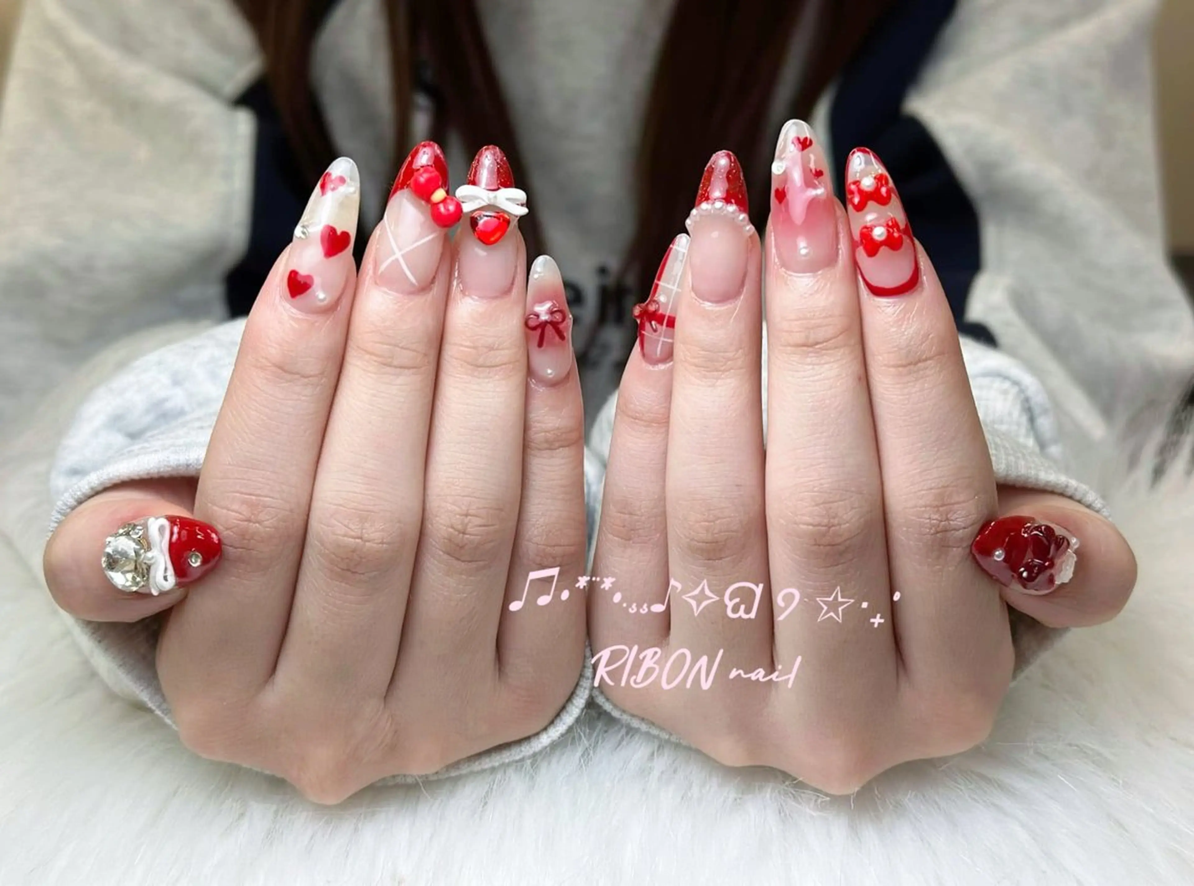 ネイル チークネイル 長さ出し フレンチネイル ジェルネイル グラデーション ハンドネイル RIBON nail salonのネイルデザイン