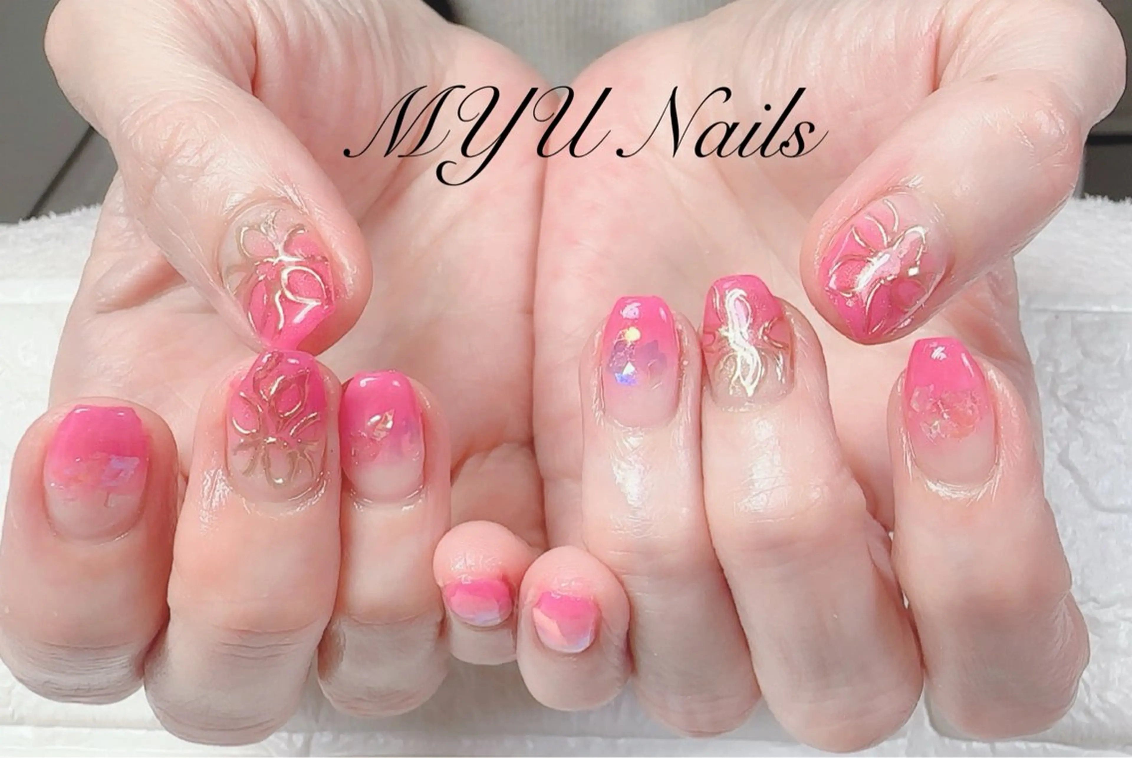 ネイル ジェルネイル 持ち込み パラジェル ハンドネイル ニュアンスネイル🌈 MYU Nailsのネイルデザイン