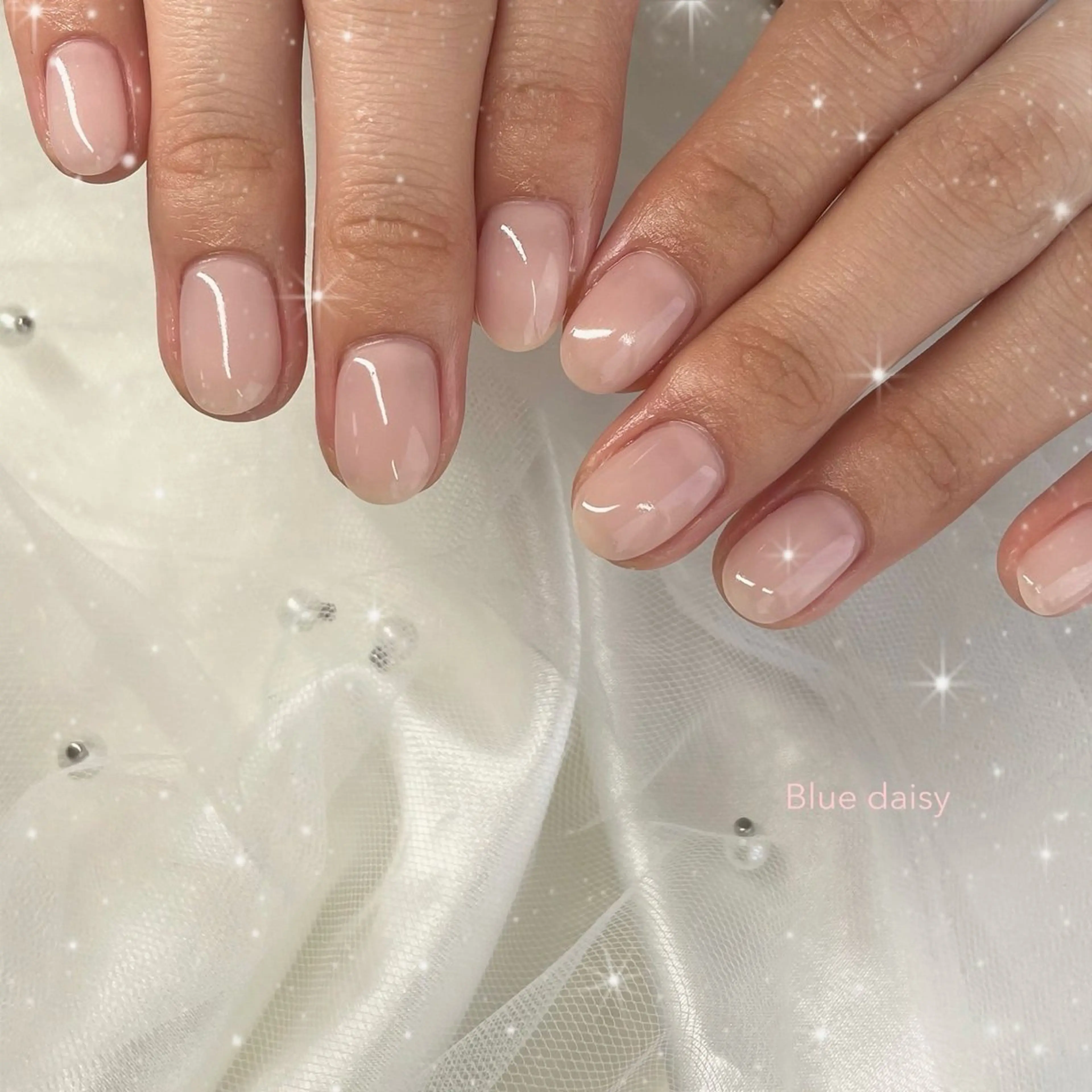 ネイル ピンク ハンドネイル Blue daisy 栄本店のネイルデザイン