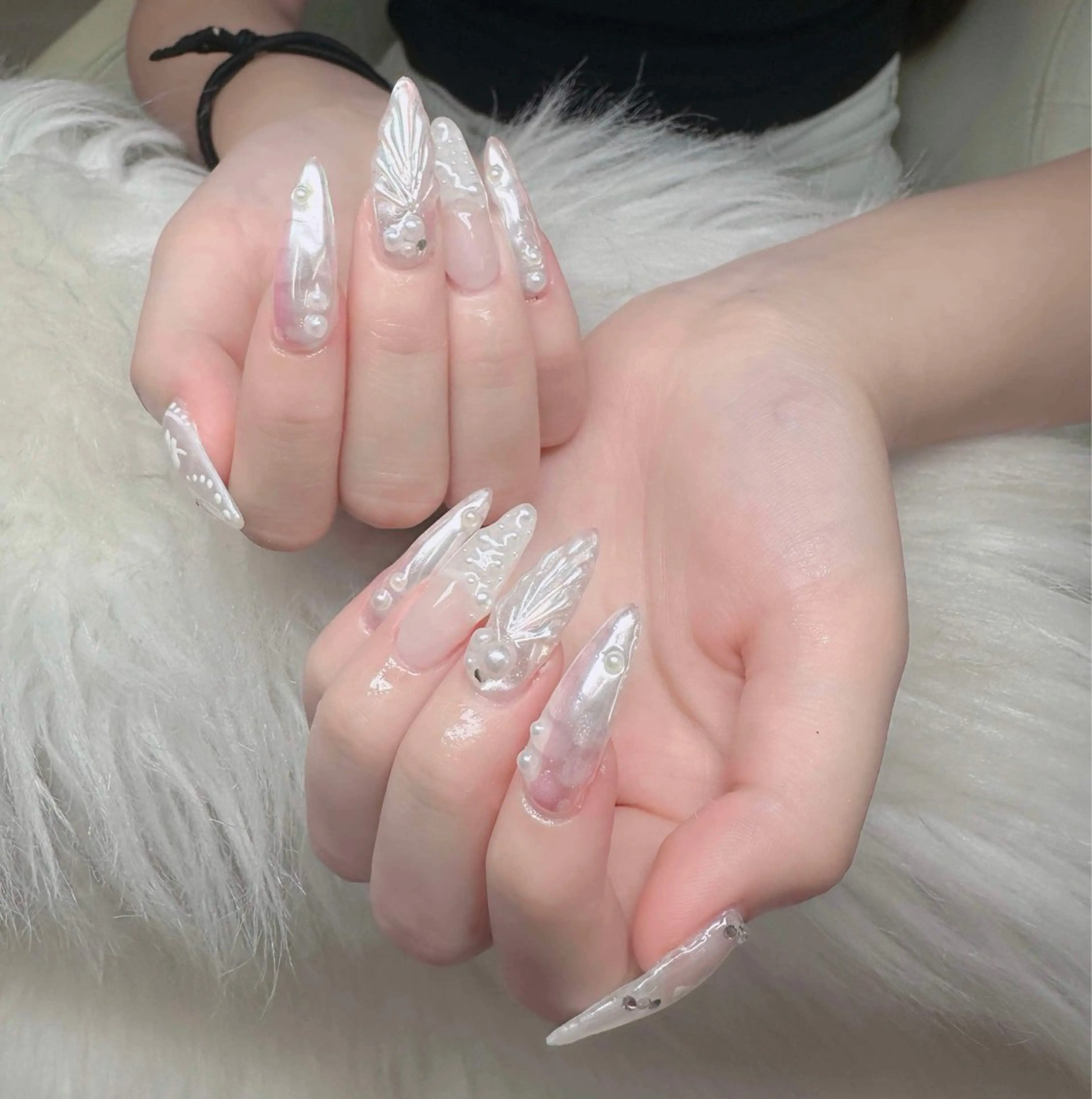 ネイル 長さ出し キラキラネイル マグネットネイル ニュアンスネイル スカルプネイル Anh Nail 歌舞伎町のネイルデザイン
