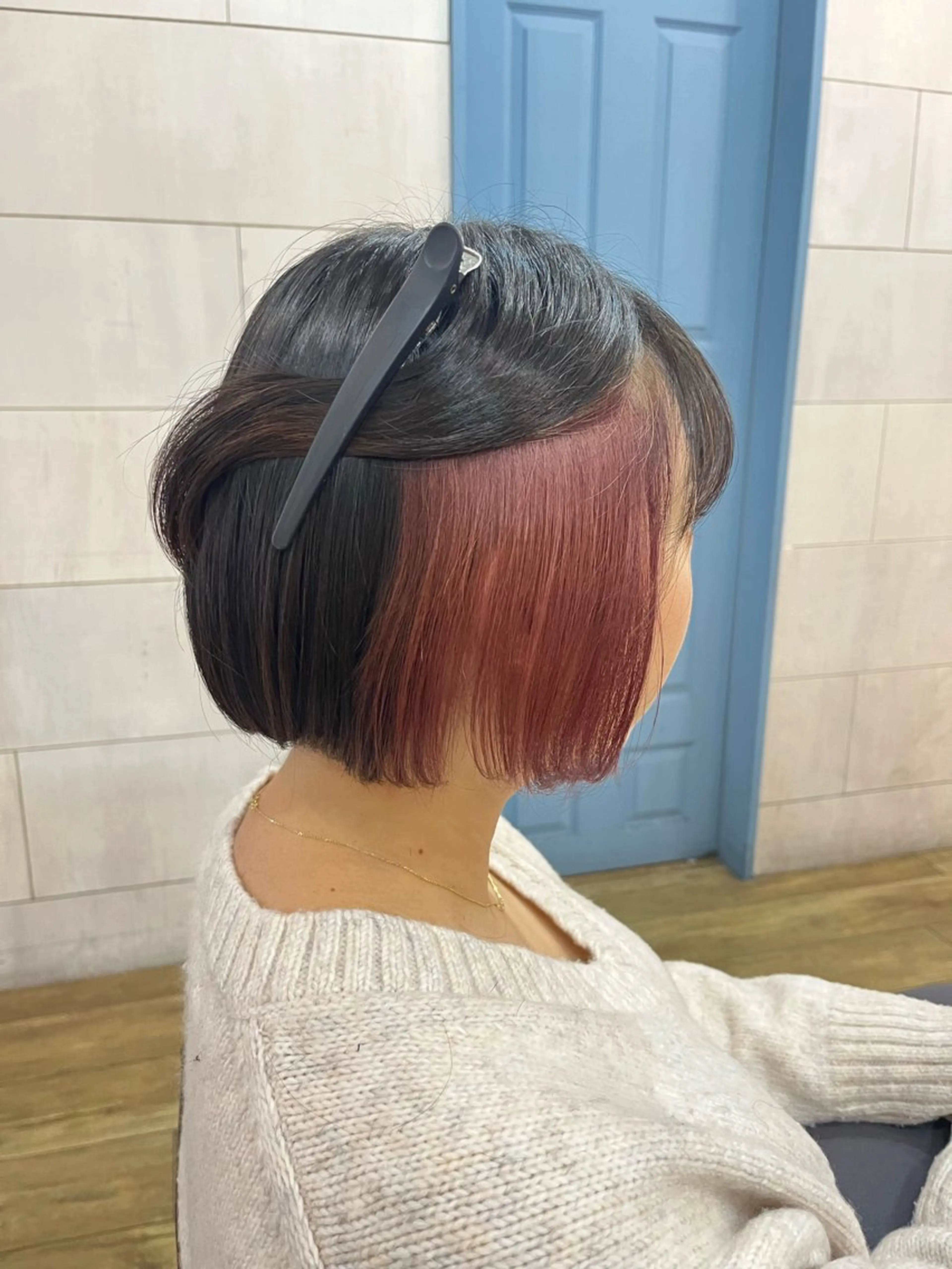 ショート カラー ベージュカラー ピンクカラー ピンクベージュ カット ヘアカラー トリートメント 似合わせ/ブリーチ/ 髪質改善/ミクෆ‪のヘアスタイル