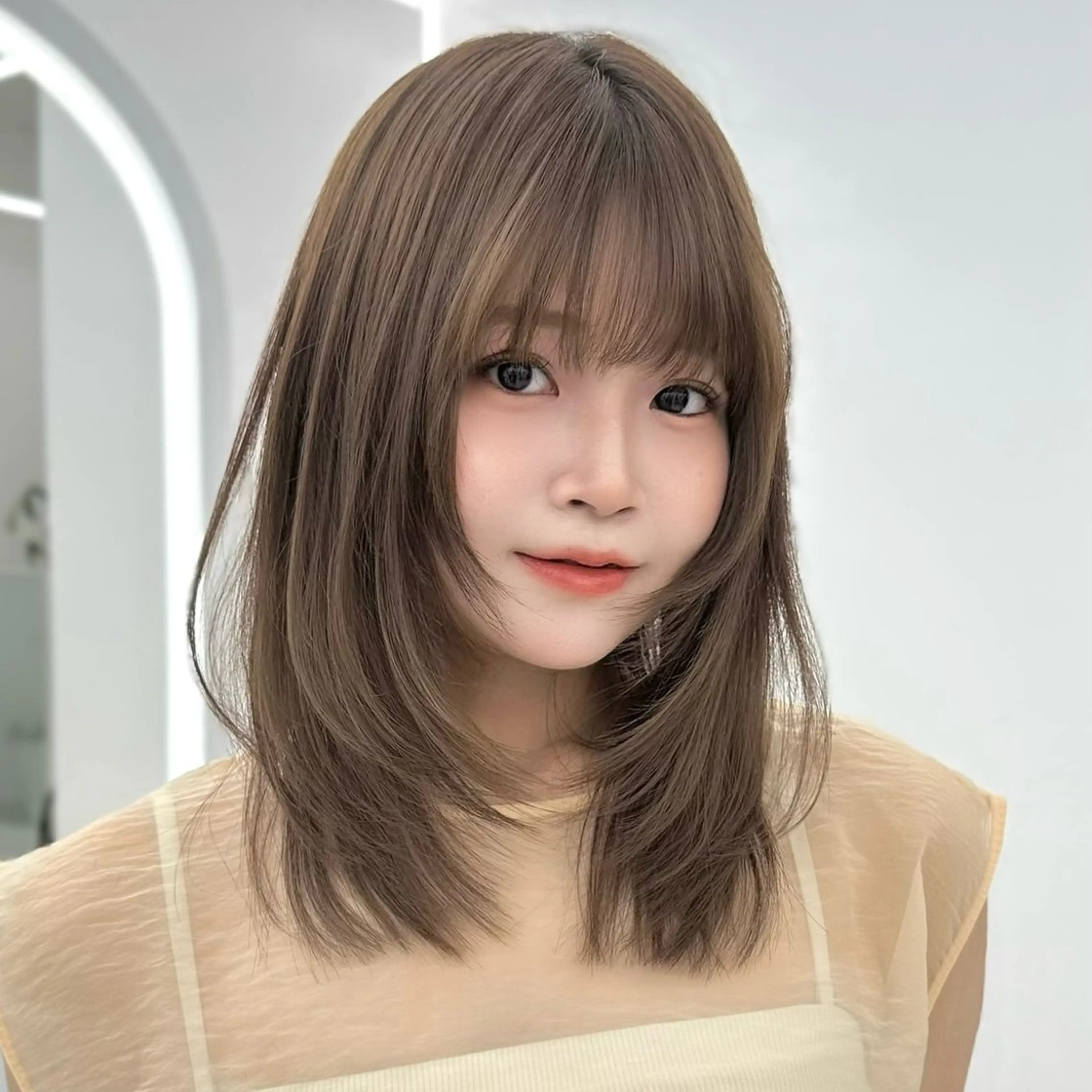 ミディアム カラー 🫧ボブカットモデル 韓国透明感カラー🫧のヘアスタイル