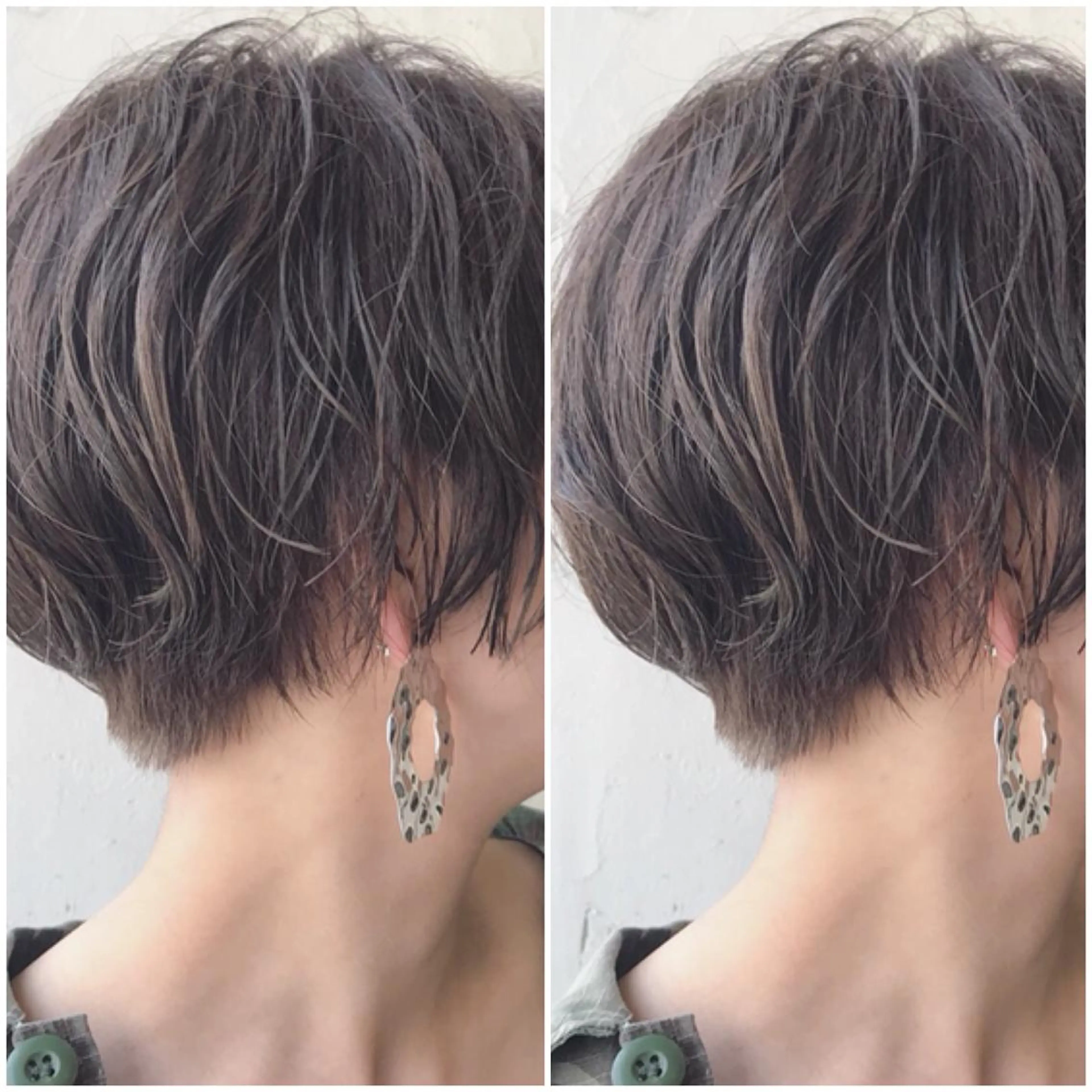 ショート カラー パーマ ショートヘア オリーブ透明感カラー 表参道/MIKUのヘアスタイル