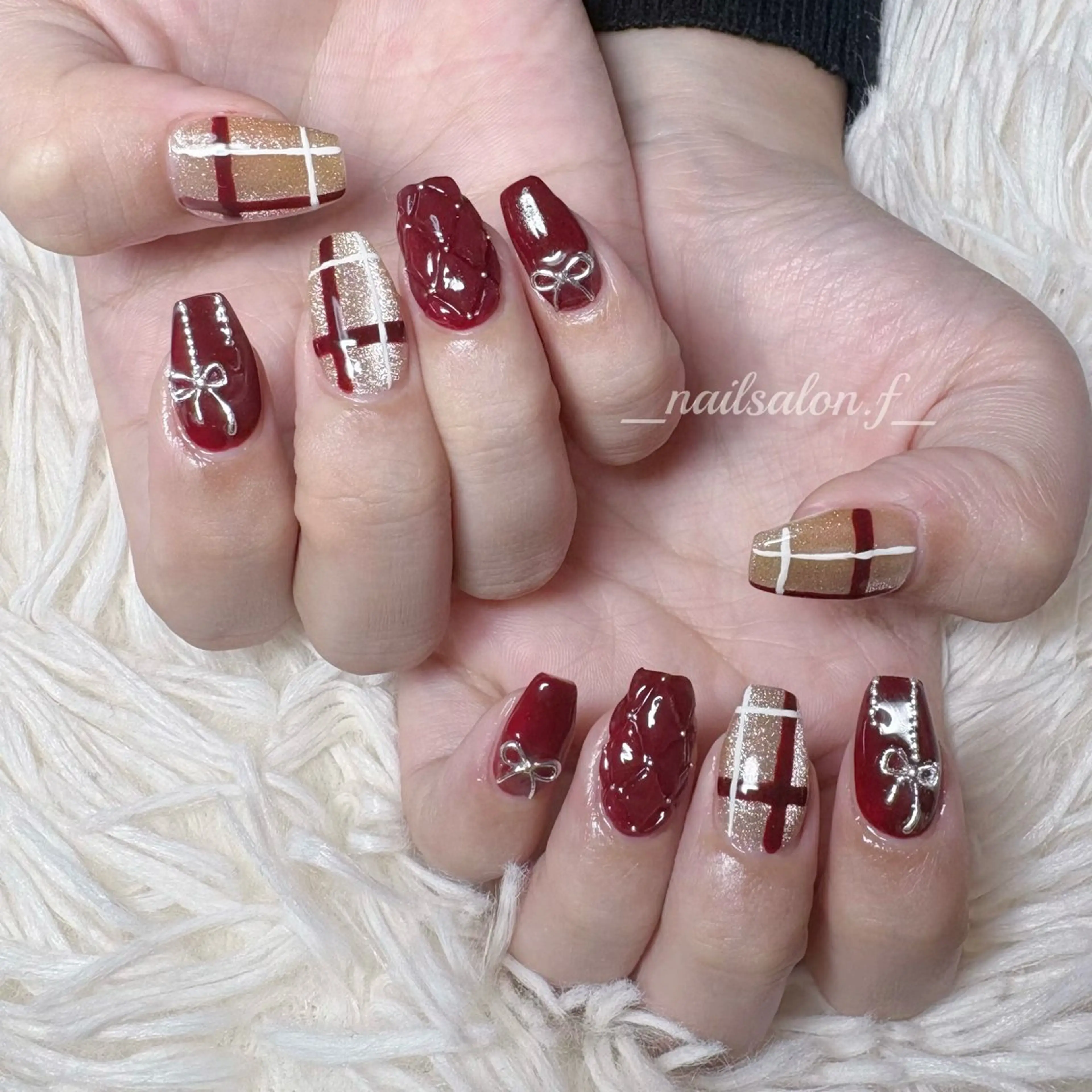 ネイル 冬ネイル クリスマス ハンドネイル Nailsalon Fのネイルデザイン