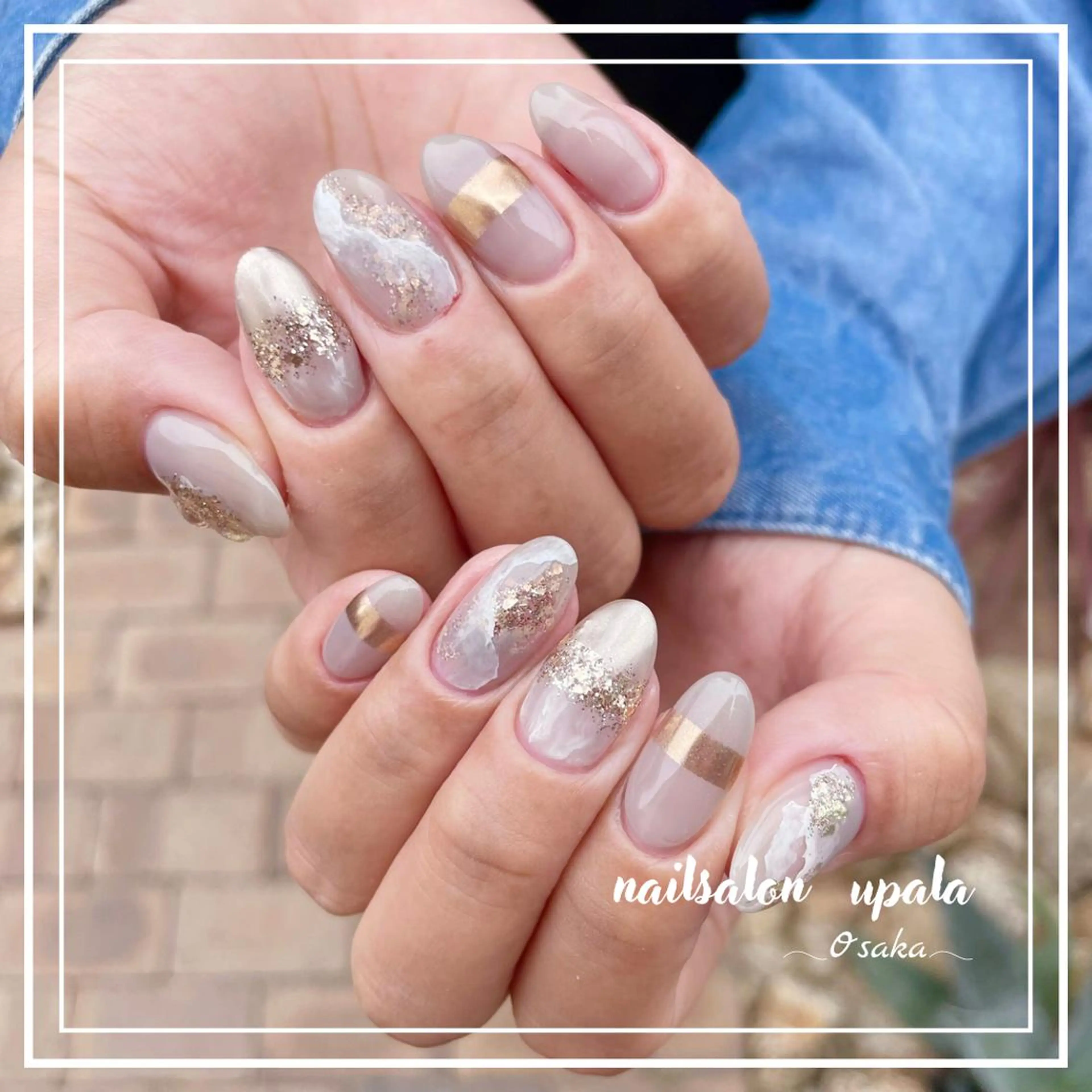 ネイル ブルー ミラーネイル ニュアンスネイル 夏ネイル ハンドネイル upala Mayukoのネイルデザイン