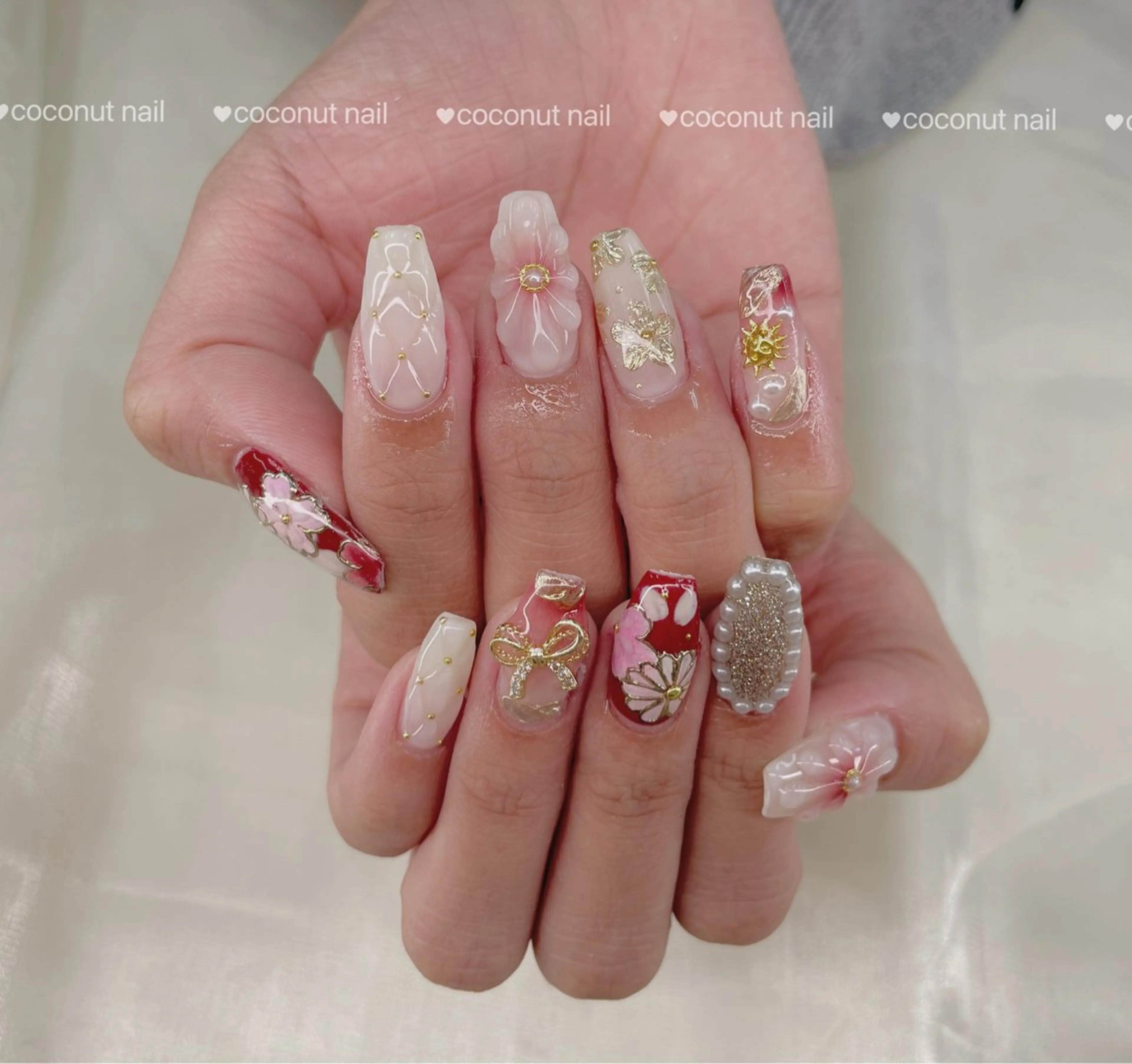 ネイル 成人式 ハンドネイル 神田 ココナッツのネイルデザイン