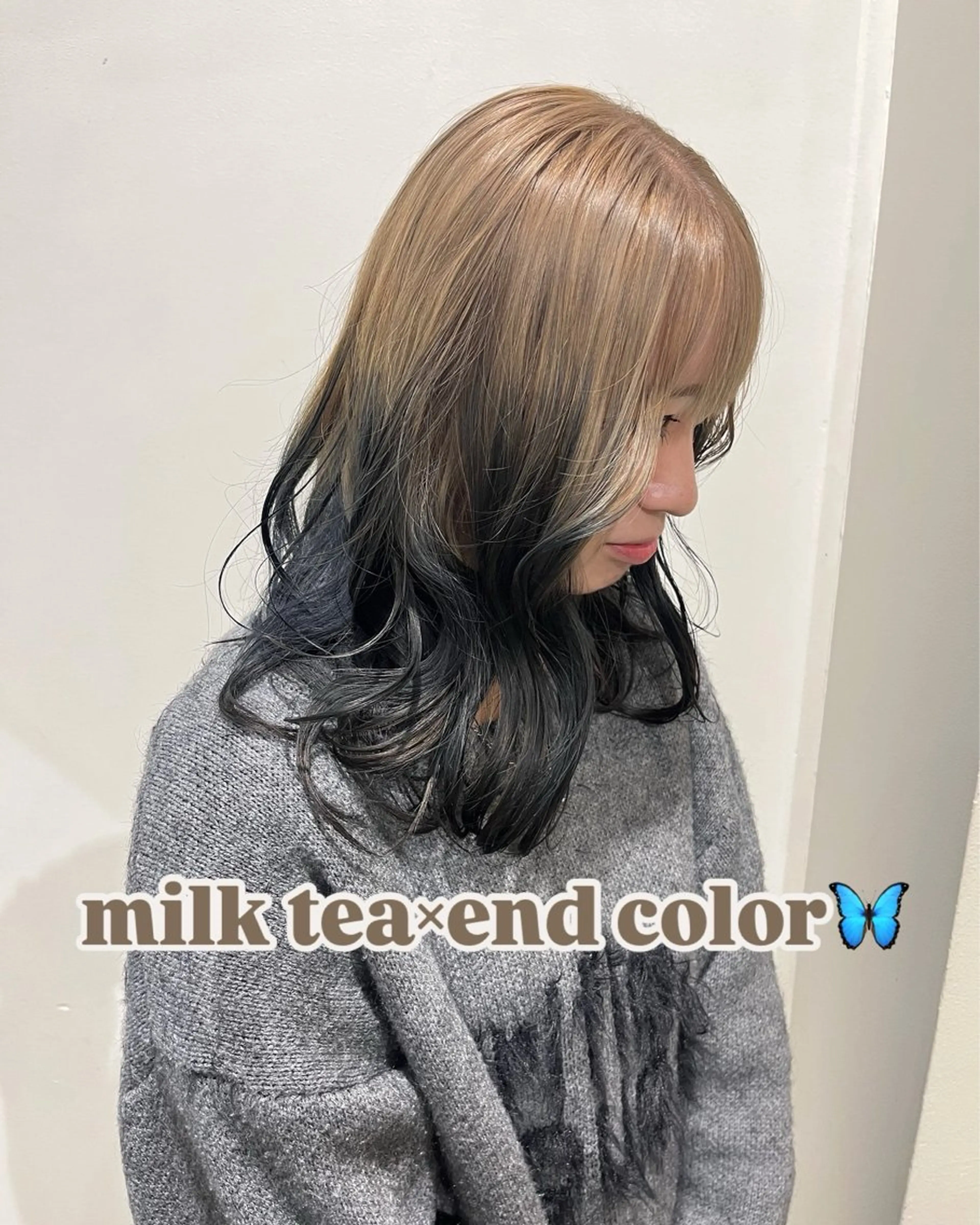 ミディアム カラー ブリーチ デザインカラー 透明感カラー人気 ナンバーワンMIYUのヘアスタイル