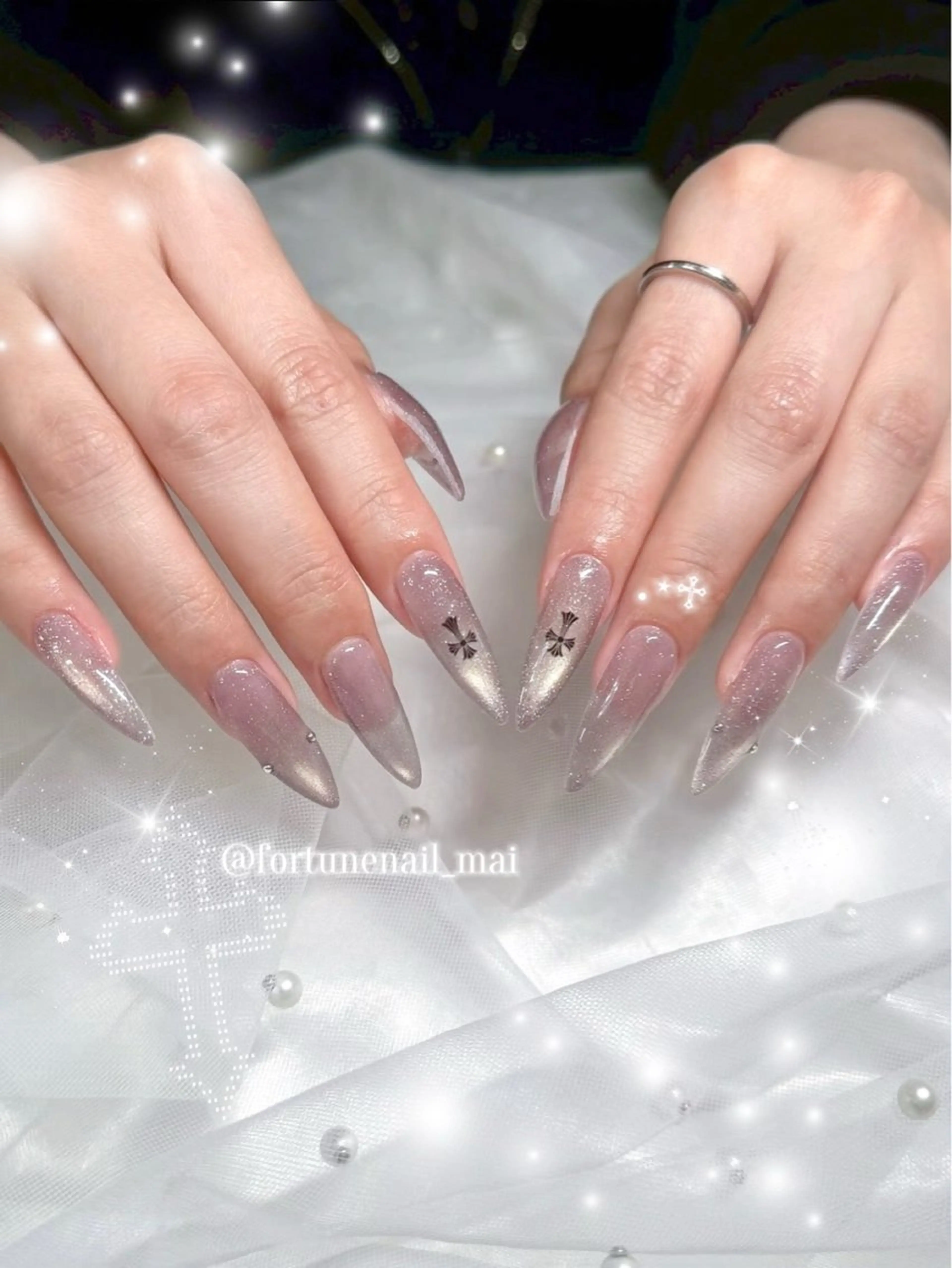 🎀ハンドオフあり🤍マグネットワンカラーネイル🎀の写真