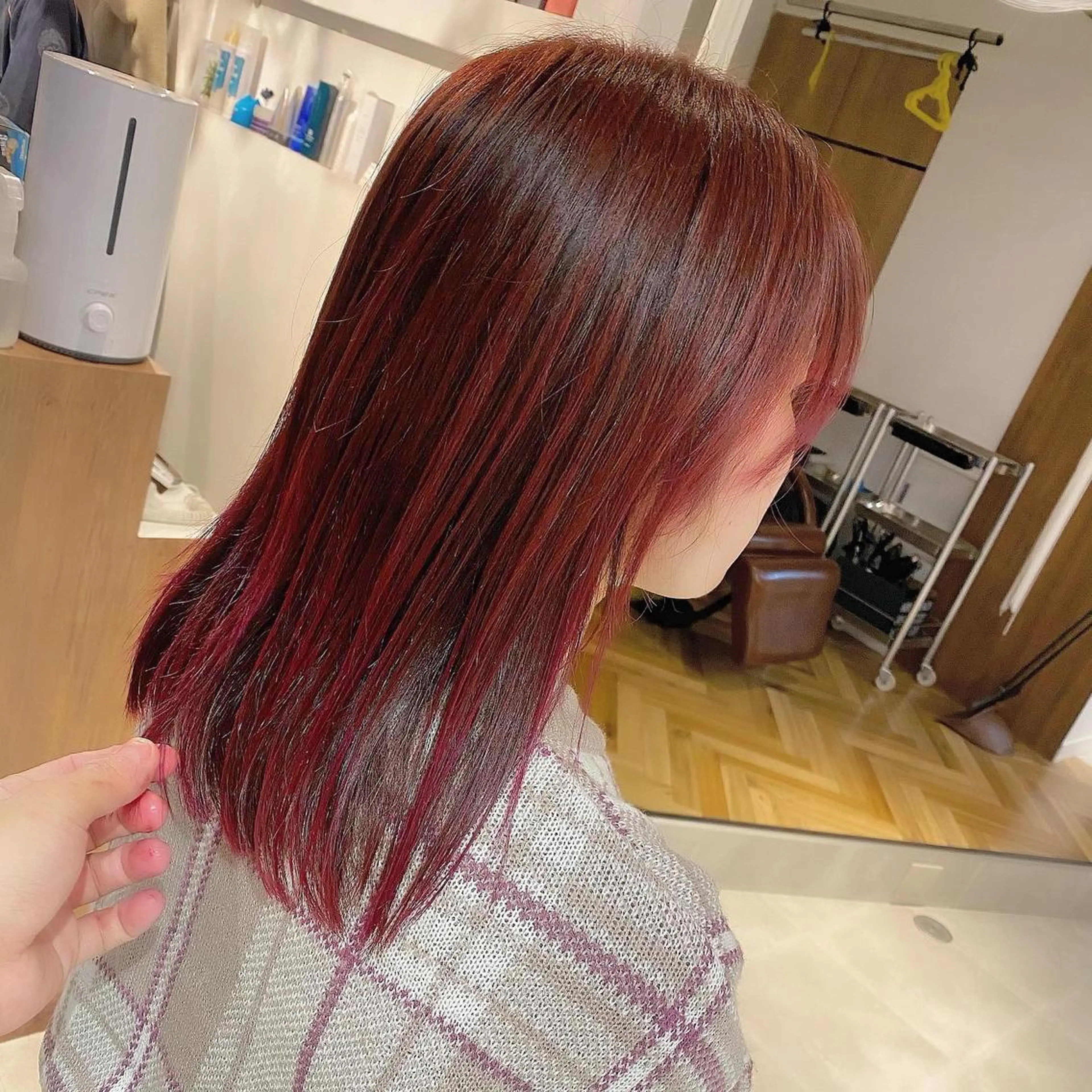 セミロング カラー ピンクカラー 髪質改善 髪質改善特化 安東駿介のヘアスタイル