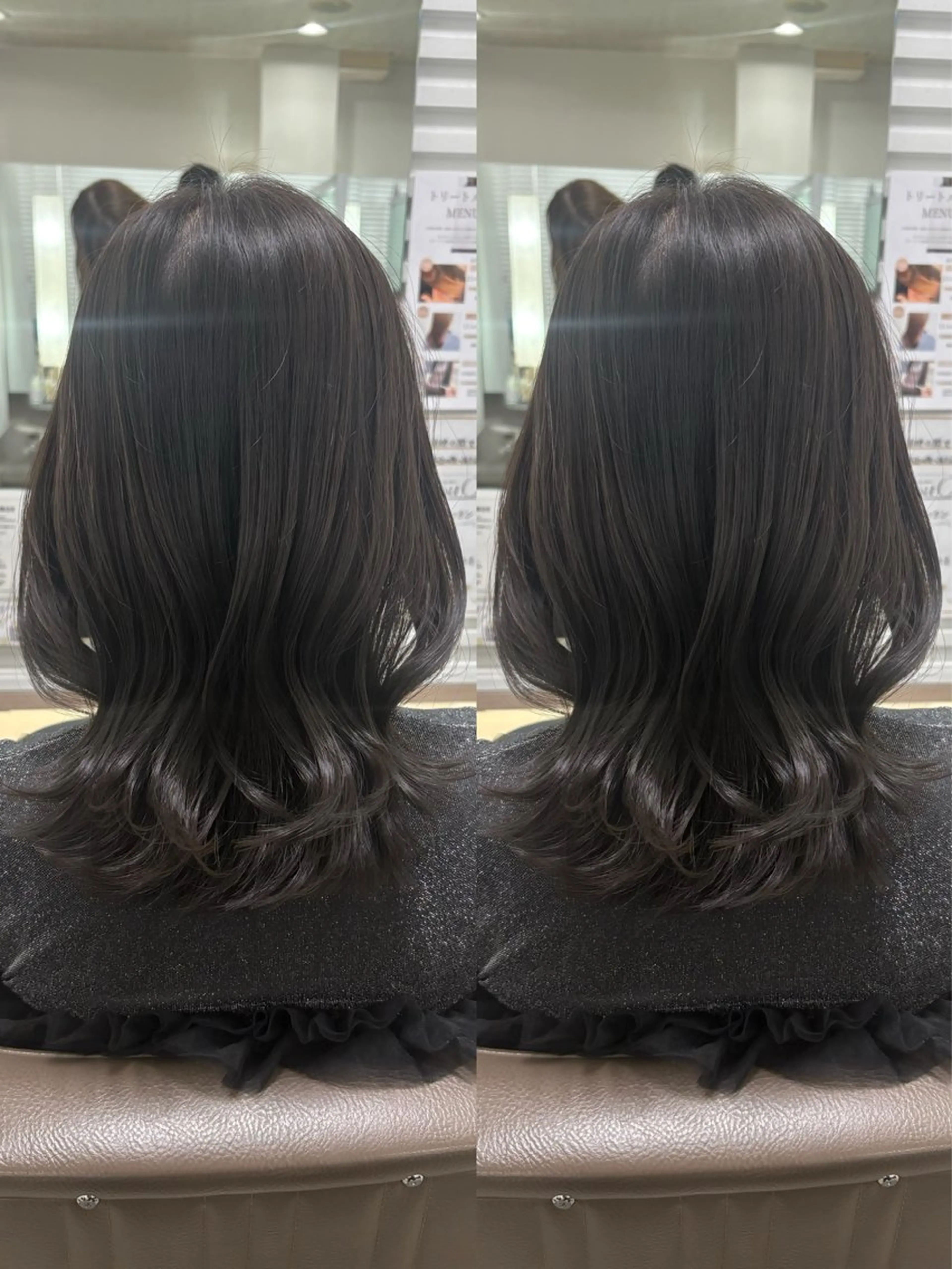 ミディアム カラー アッシュ アッシュブラウン ブリーチ ブラウンカラー ブリーチなしカラー 韓国風骨格カット 艶カラー🩶髙林夏美のヘアスタイル