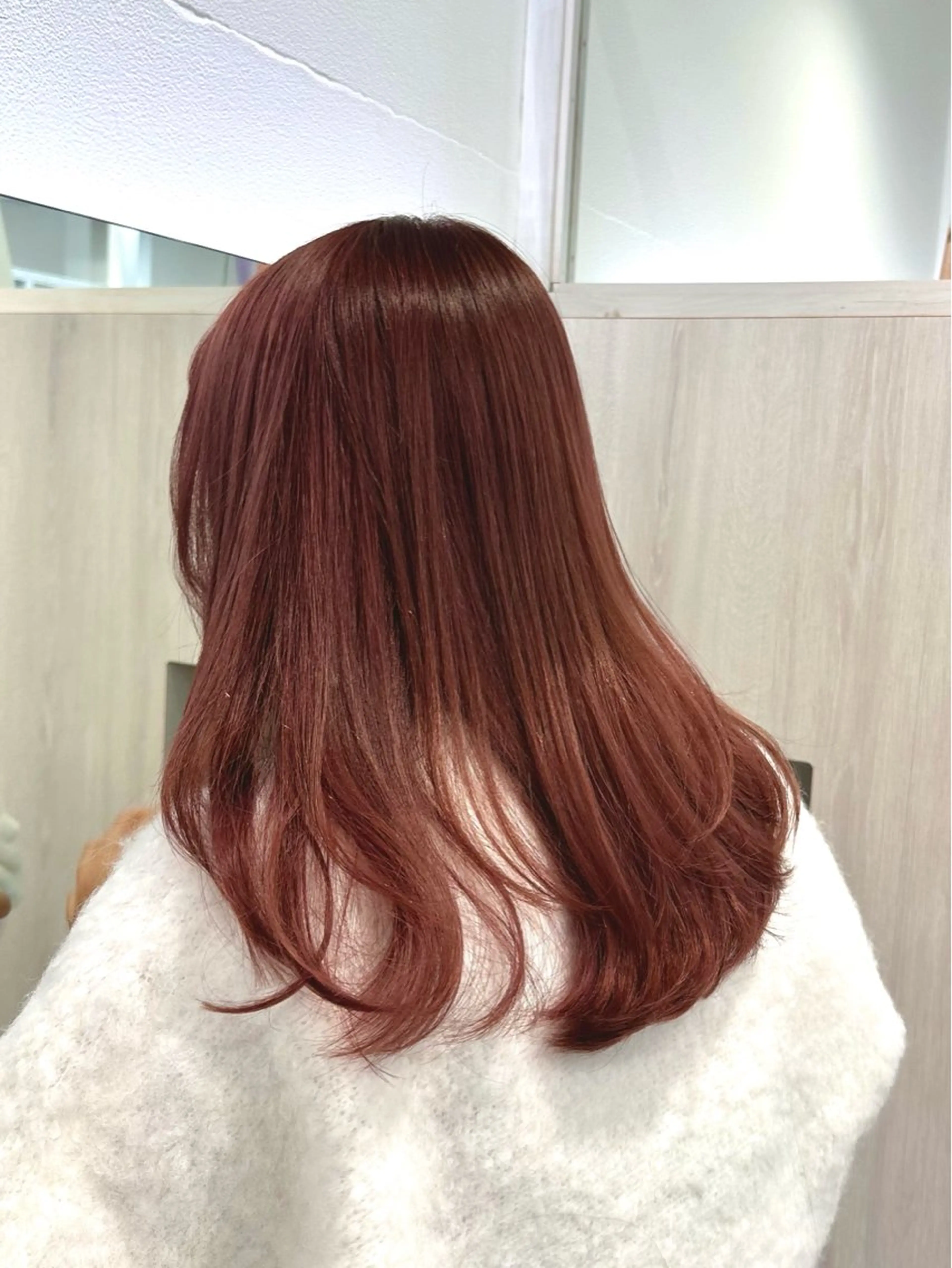 セミロング カラー ベージュカラー ピンクカラー ピンクベージュ 桃香🍑/縮毛矯正 /ダブルカラーのヘアスタイル