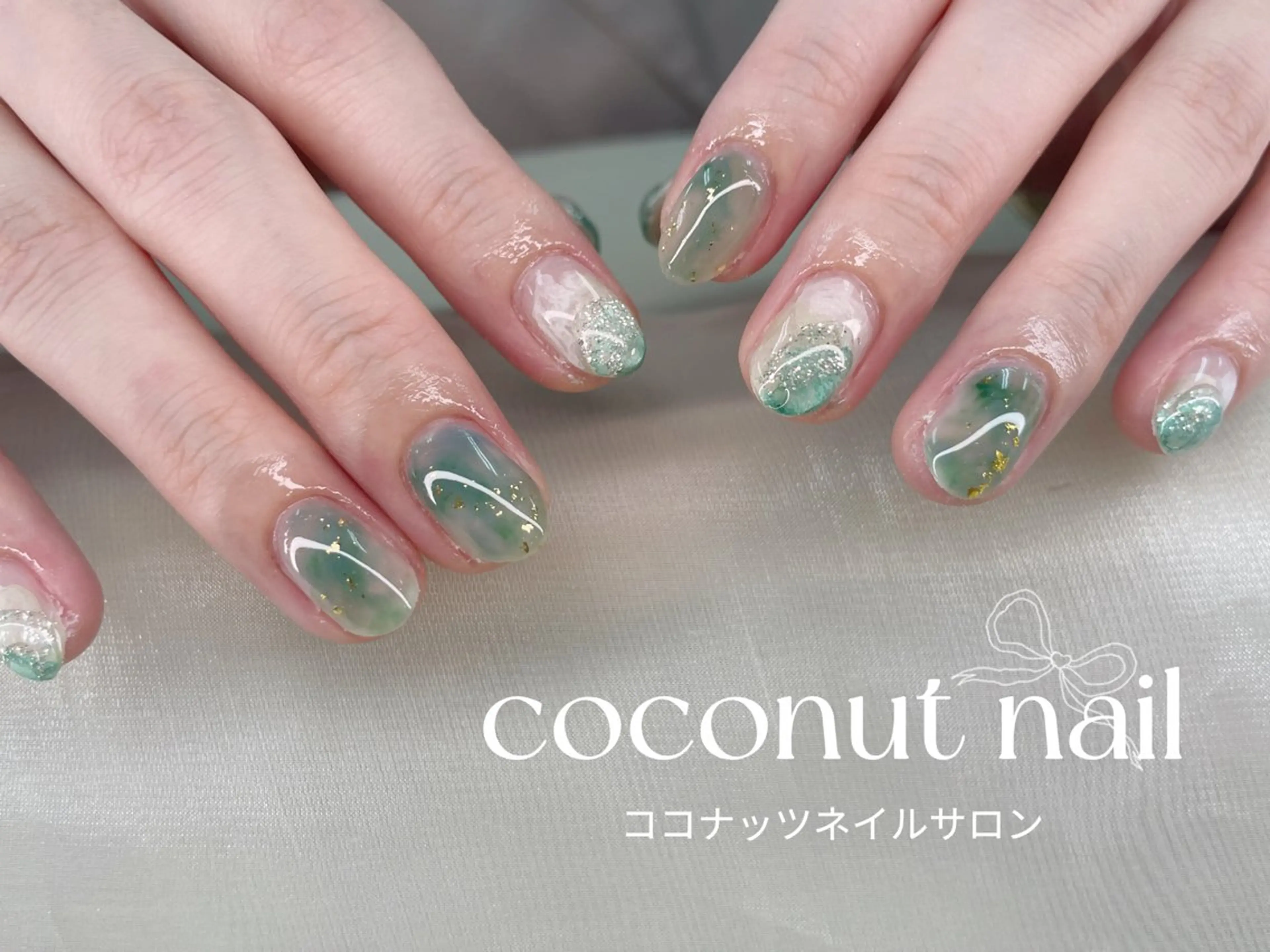 ネイル べっ甲ネイル フレンチネイル キラキラネイル マグネットネイル 大理石ネイル(マーブル) ハンドネイル 神田 ココナッツのネイルデザイン