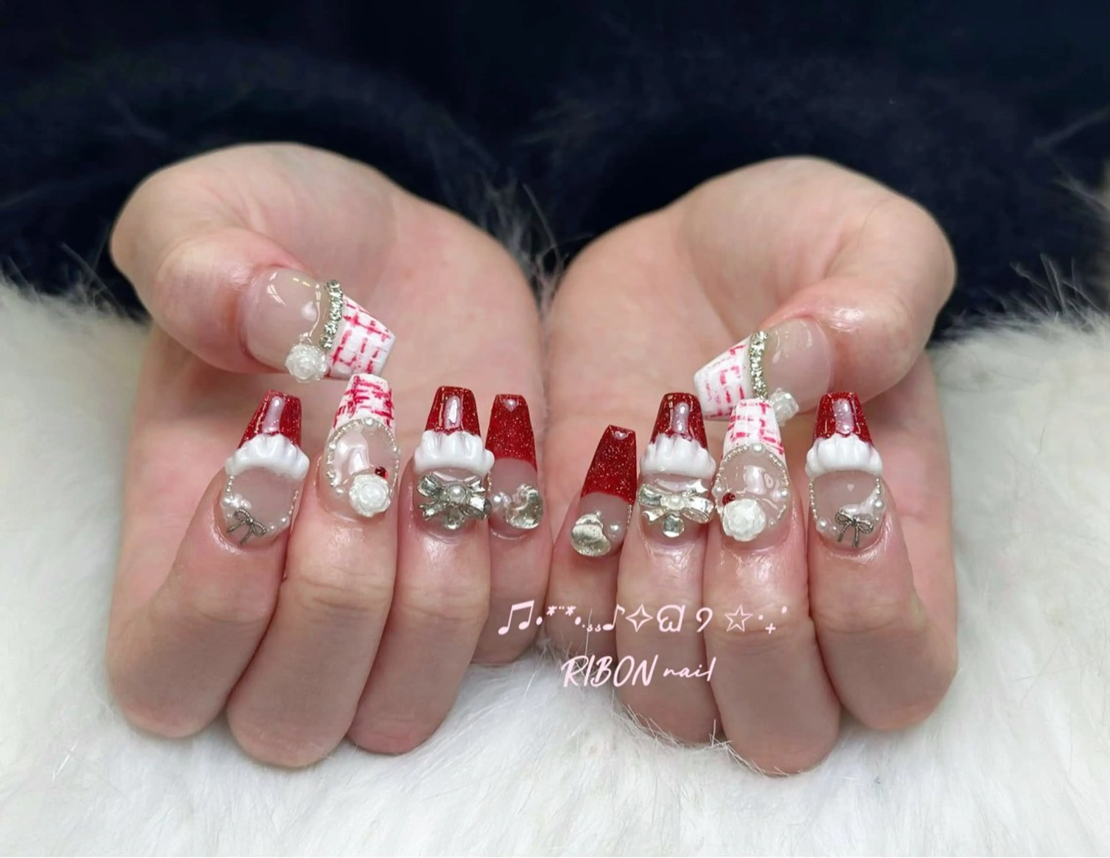 ネイル チークネイル 長さ出し フレンチネイル ジェルネイル グラデーション ハンドネイル RIBON nail salonのネイルデザイン