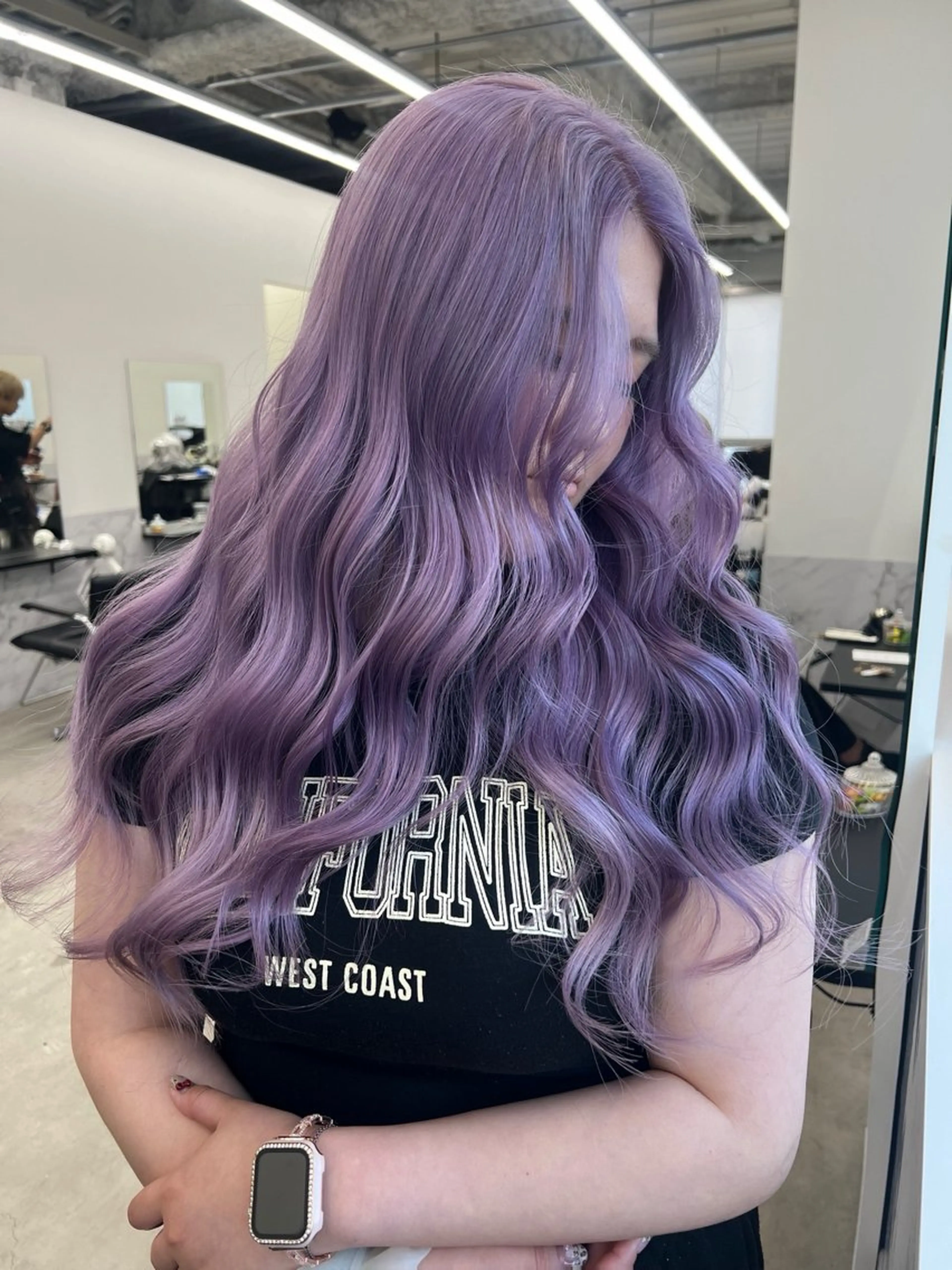 ロング カラー ラベンダーカラー 似合わせカット ヘアカラー ピンク/デザイン/ ハイトーン/KAKIのヘアスタイル