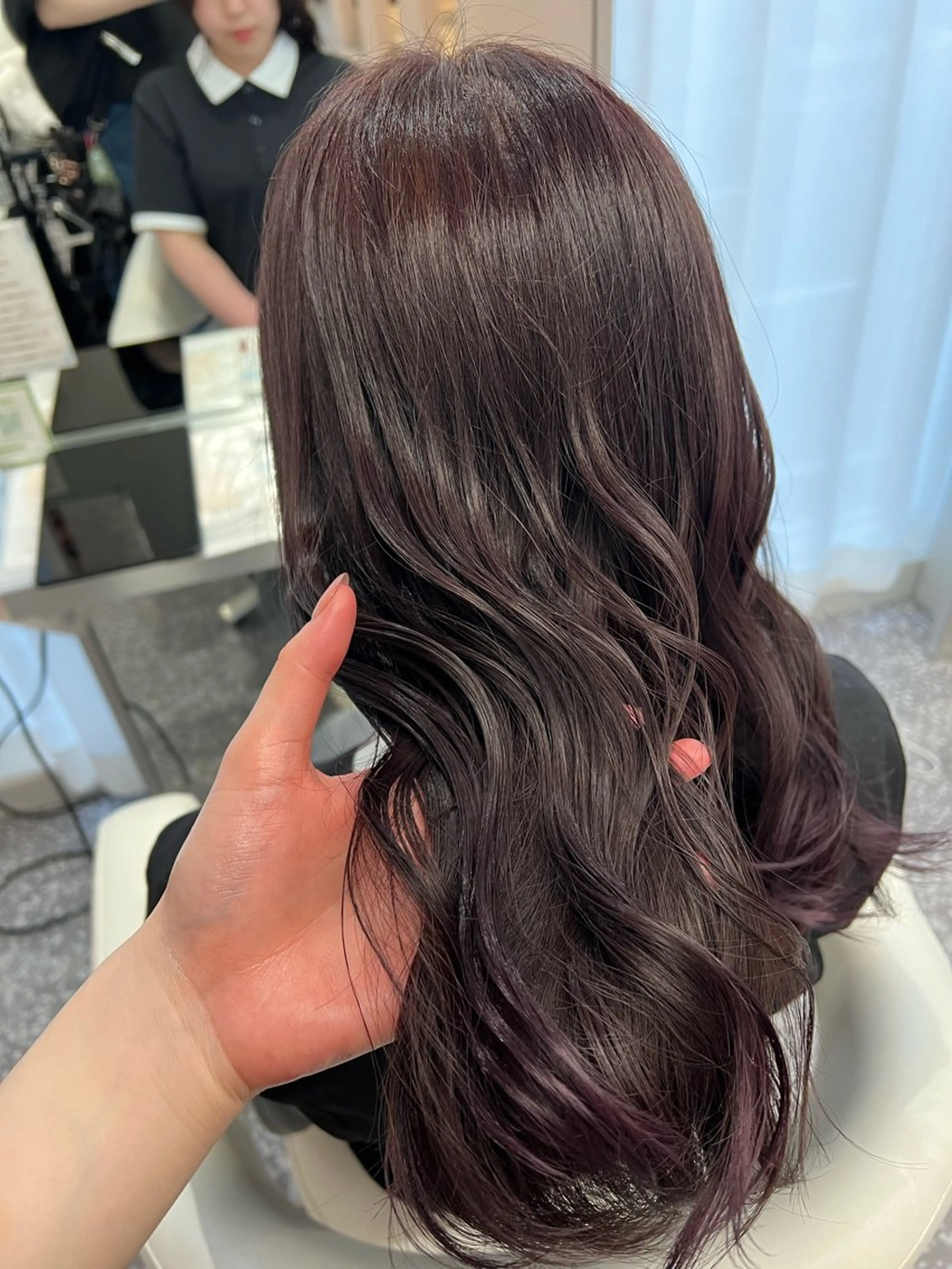 ロング カラー ヘアアレンジ グレージュ ラベンダーカラー ラベンダーグレージュ ラベンダーグレー カット ヘアカラー Naru┆川西能勢口 ┆髪質改善のヘアスタイル