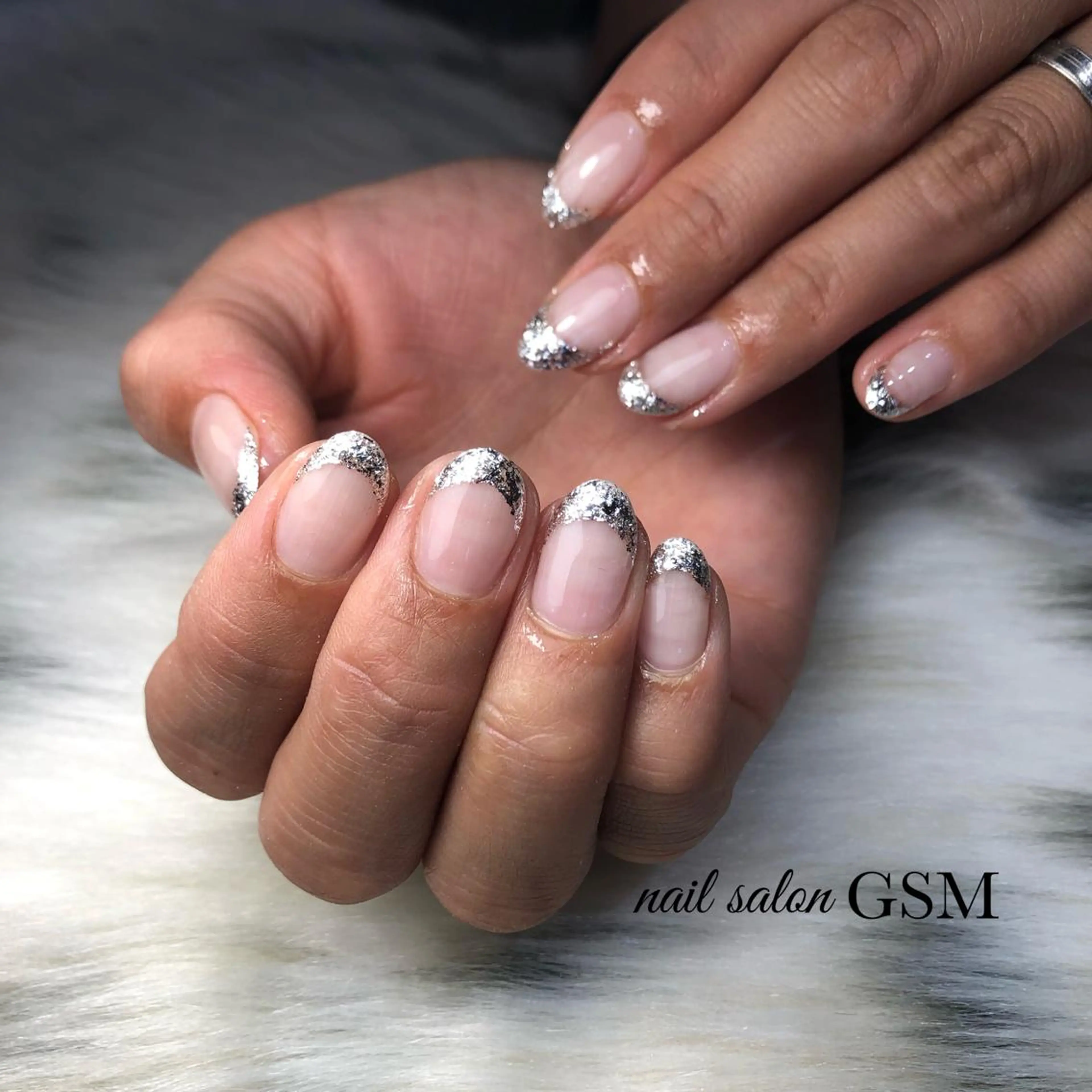 ネイル フレンチネイル ガラスフレンチ ハンドネイル nail salon GSMのネイルデザイン