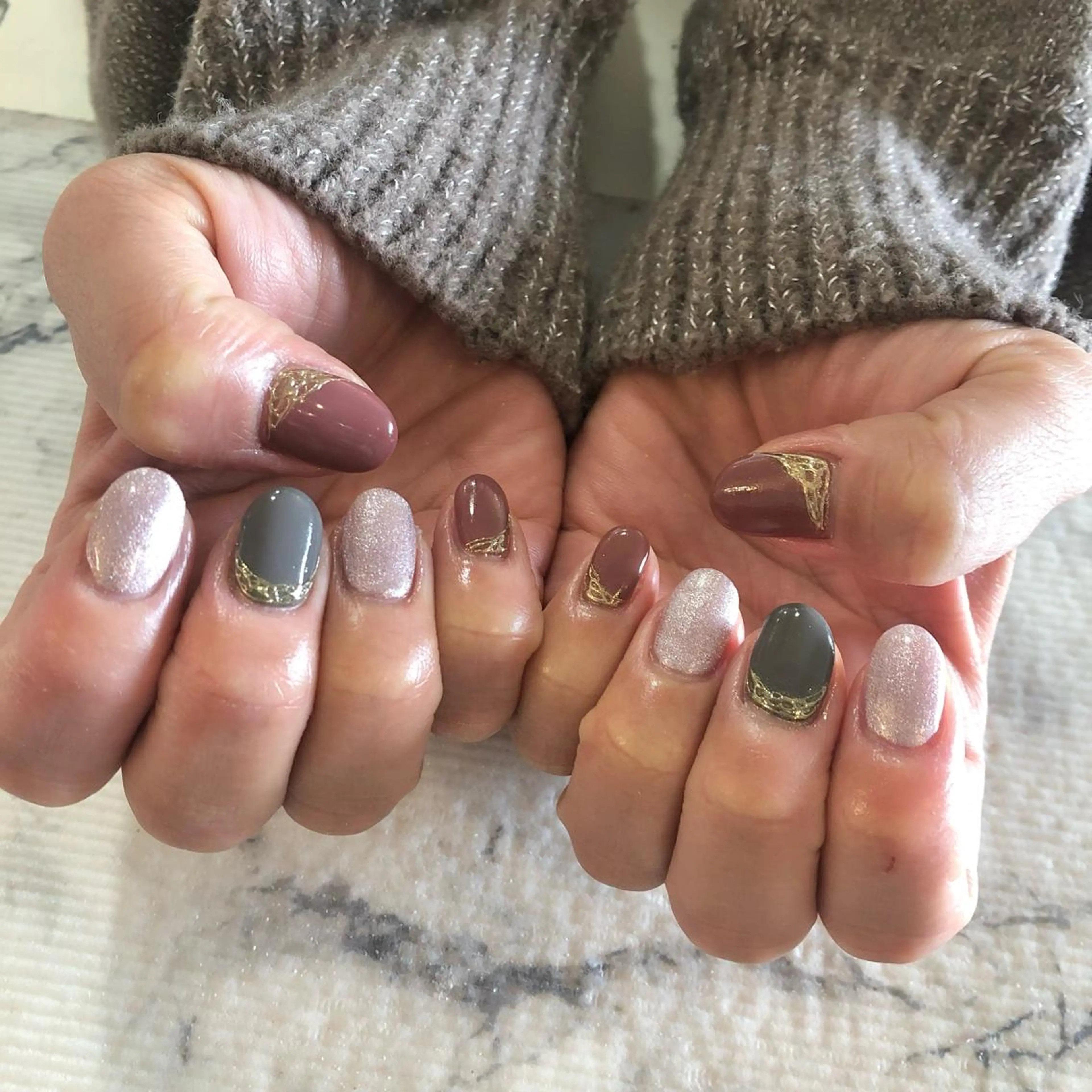 ネイル マグネットネイル ミラーネイル 持ち込み いちじゅう あおいのネイルデザイン