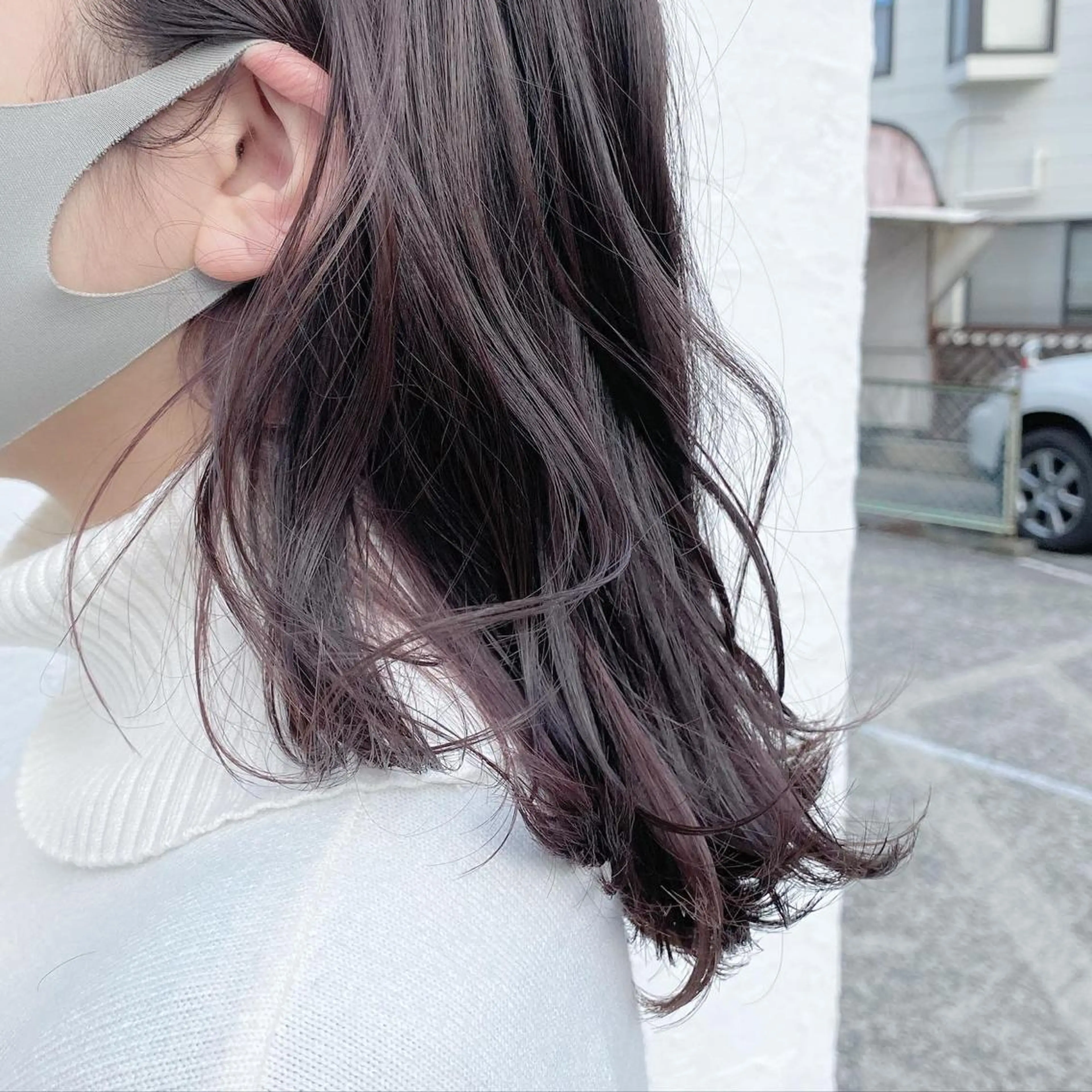 セミロング 酸性ストレート/ブリ ーチなしWカラー河本のヘアスタイル