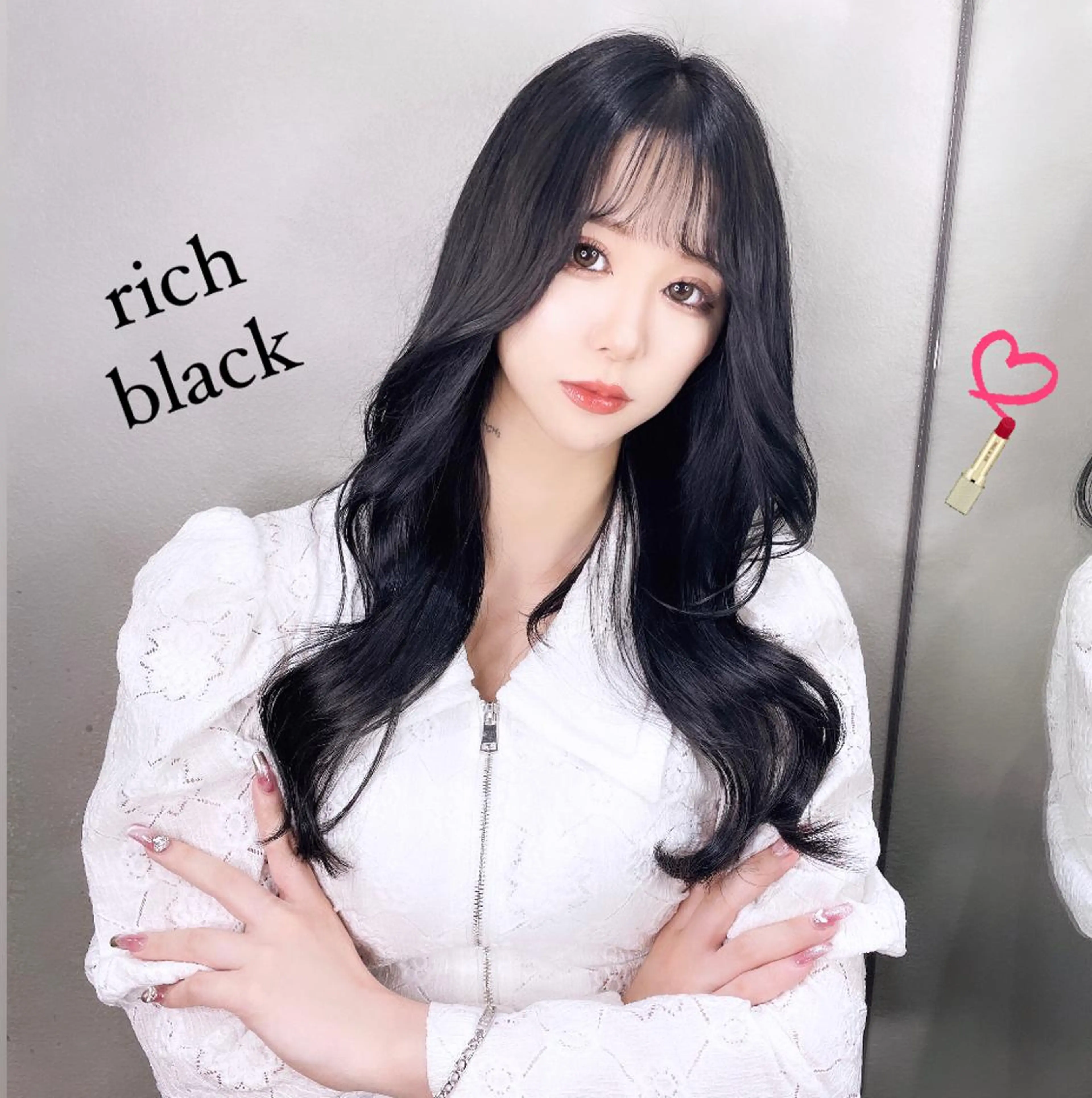 ロング カラー 黒髪 ヨシンモリ 韓国風ヘア カット ヘアカラー 透明感カラー×小 顔レイヤー♡ヒデさんのヘアスタイル