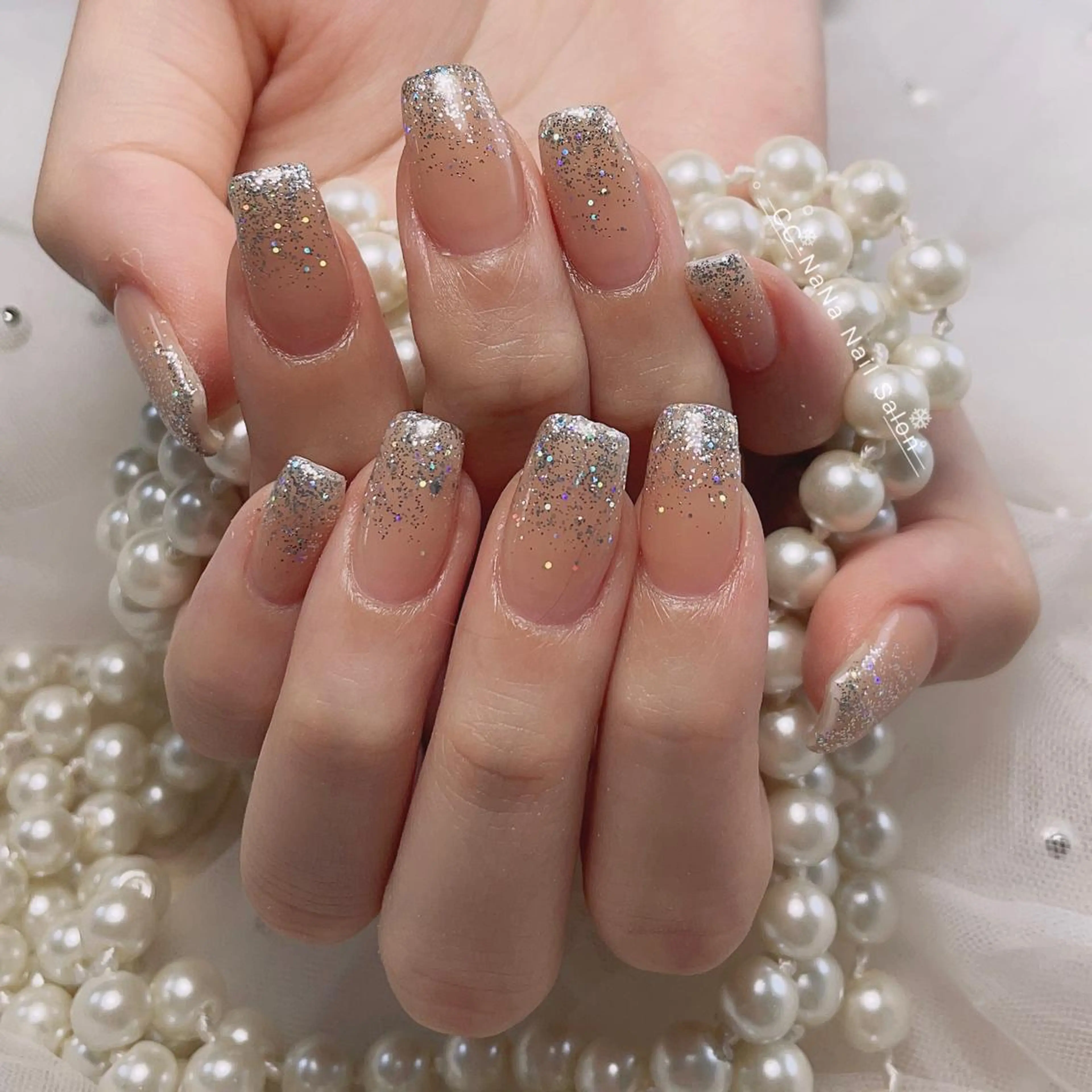 ネイル チークネイル 長さ出し フラッシュネイル フレンチネイル ハート ハンドネイル 💎CC・NaNa 韓国風ネイル🌙Cのネイルデザイン