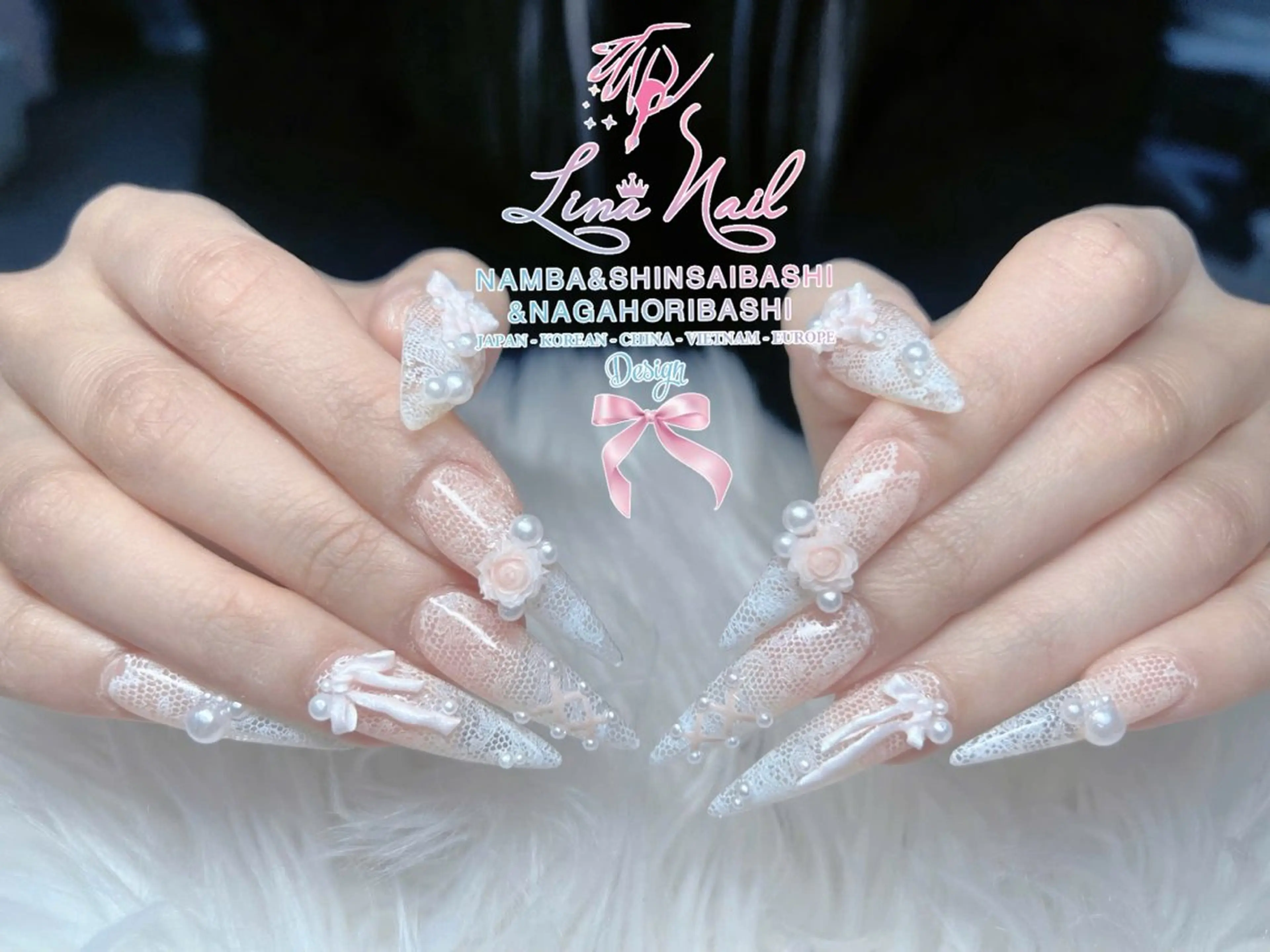 セミロング 韓国風ヘア クリスマス ハンドネイル Linanail Nambaのネイルデザイン