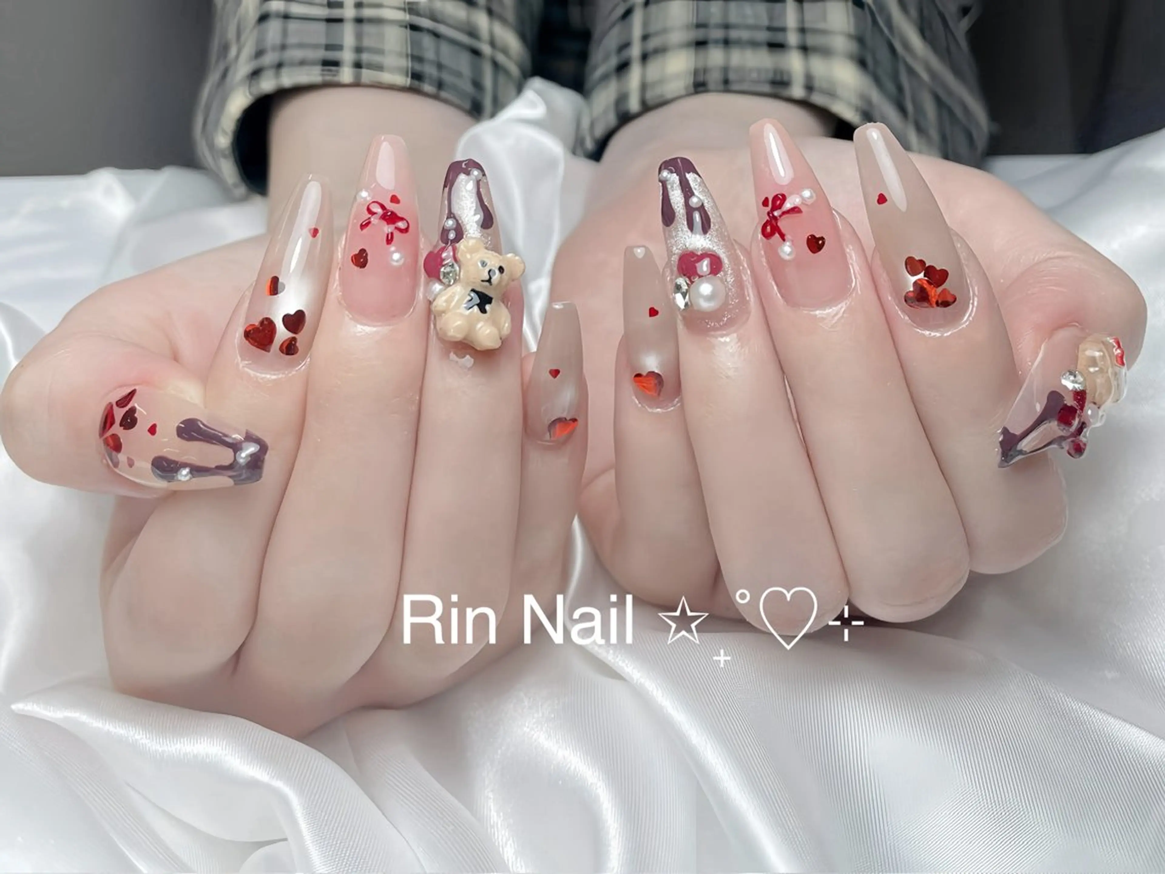 ネイル アートネイル ロングネイル ニュアンスネイル スカルプネイル ネイルチップ ハンドネイル Rin Nail 新大久保店のネイルデザイン