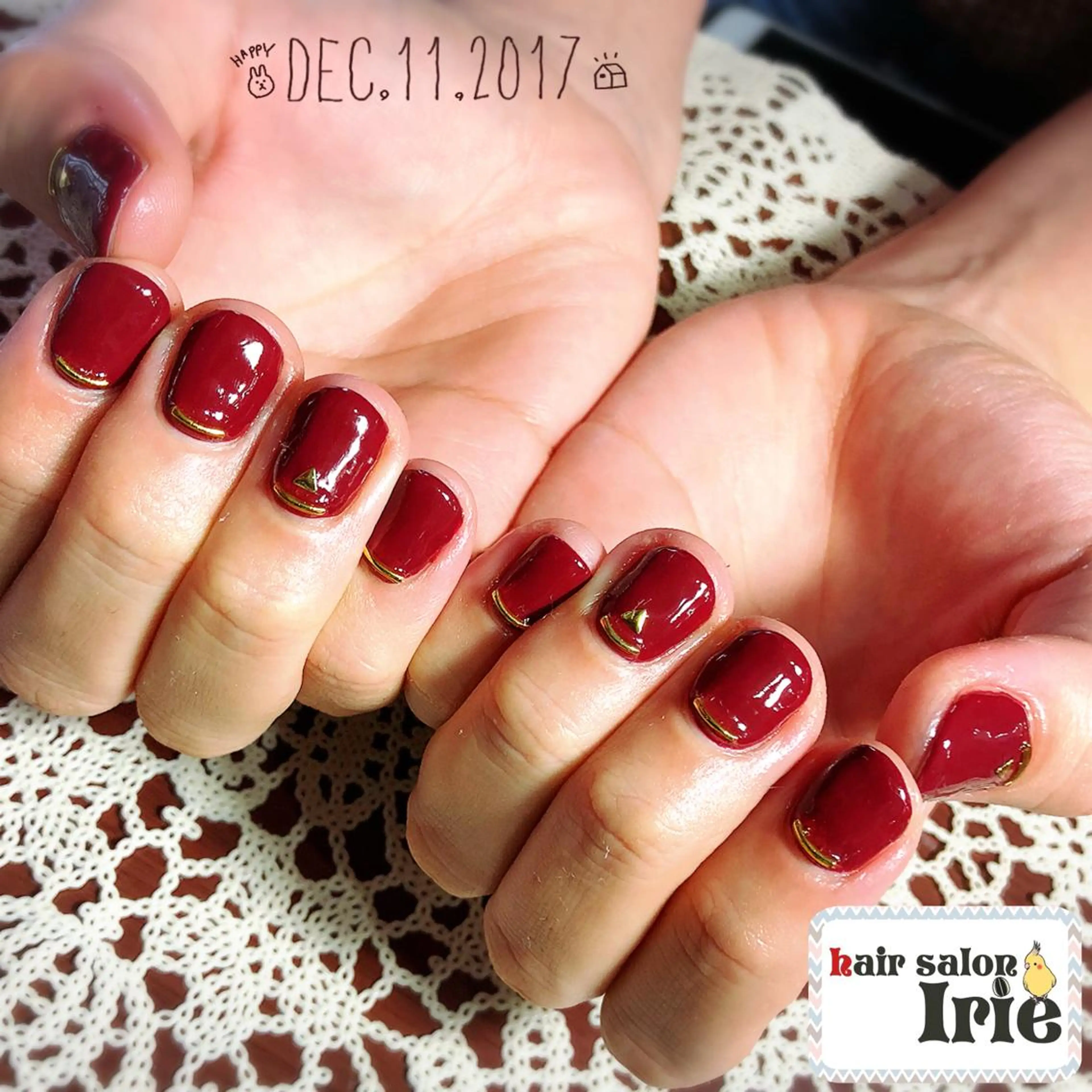 ネイル ボルドー シンプルネイル Hair salon Irie所属・與儀 知佳のネイルデザイン