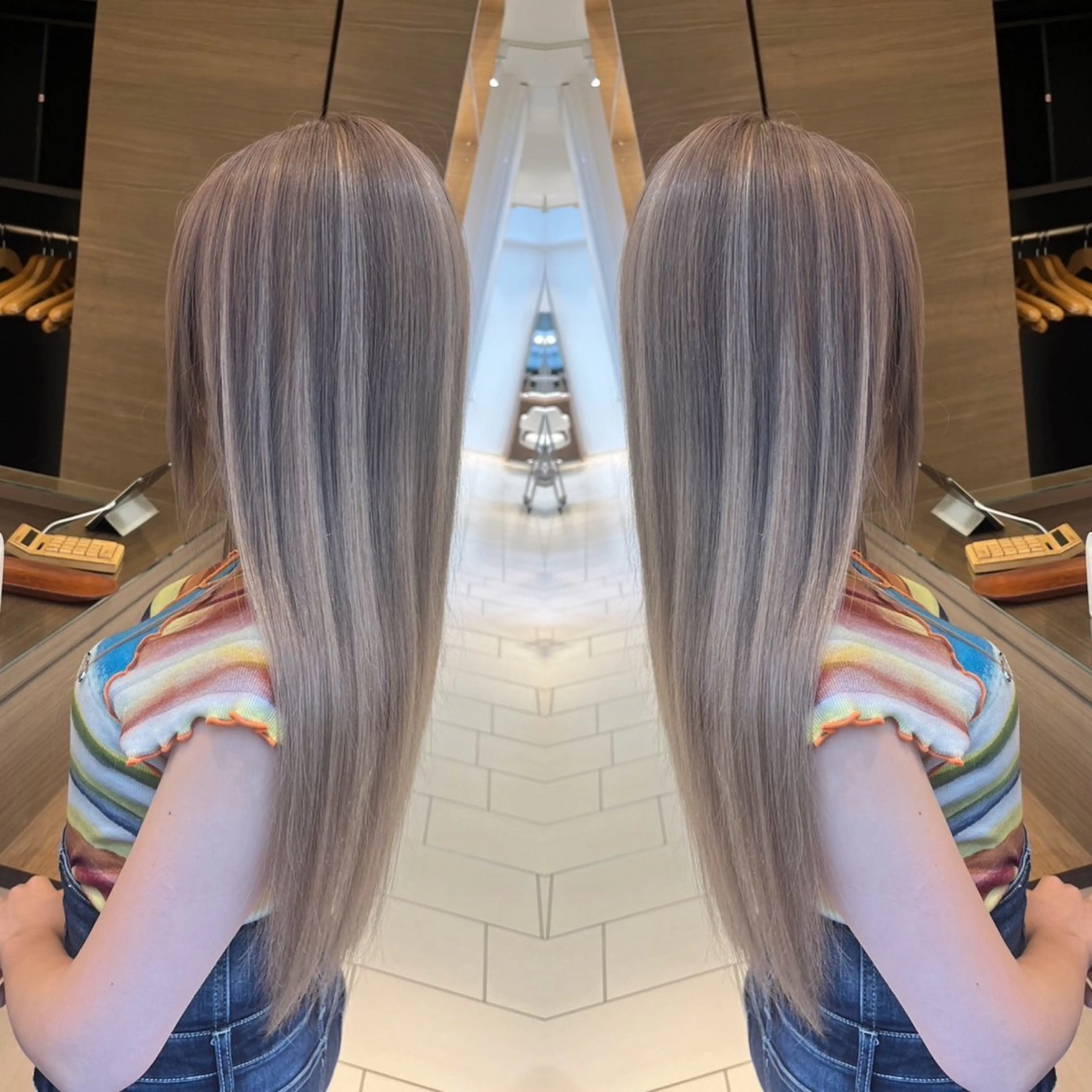 ロング バレイヤージュ ボブ🌈ナツヤのヘアスタイル