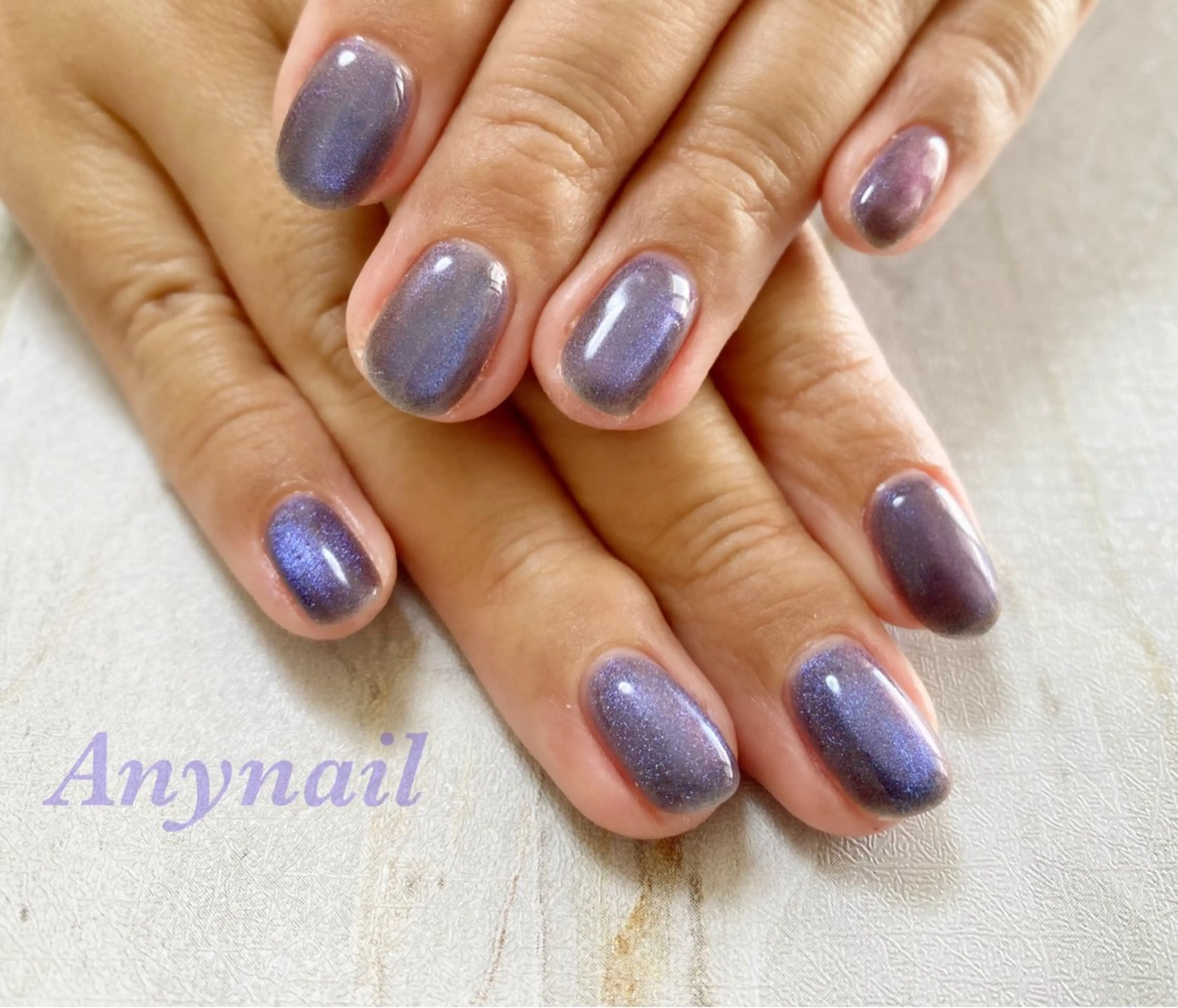 ネイル ブルー マグネットネイル ワンカラーネイル ハンドネイル 岩澤 恵子のネイルデザイン