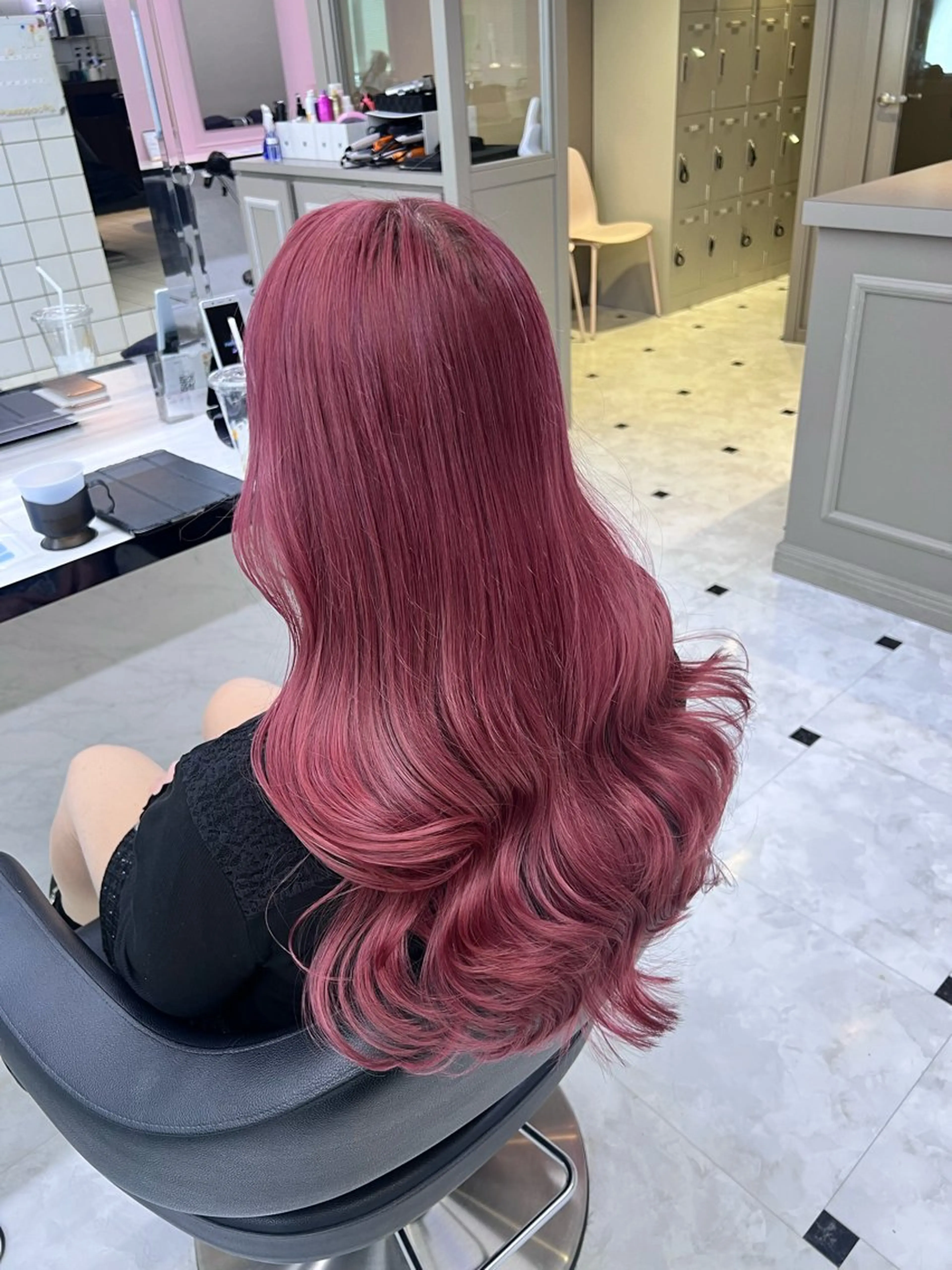 ミディアム カラー ヘアアレンジ ピンクカラー 💕上野美容師☁ ブリーチ💖サワのヘアスタイル