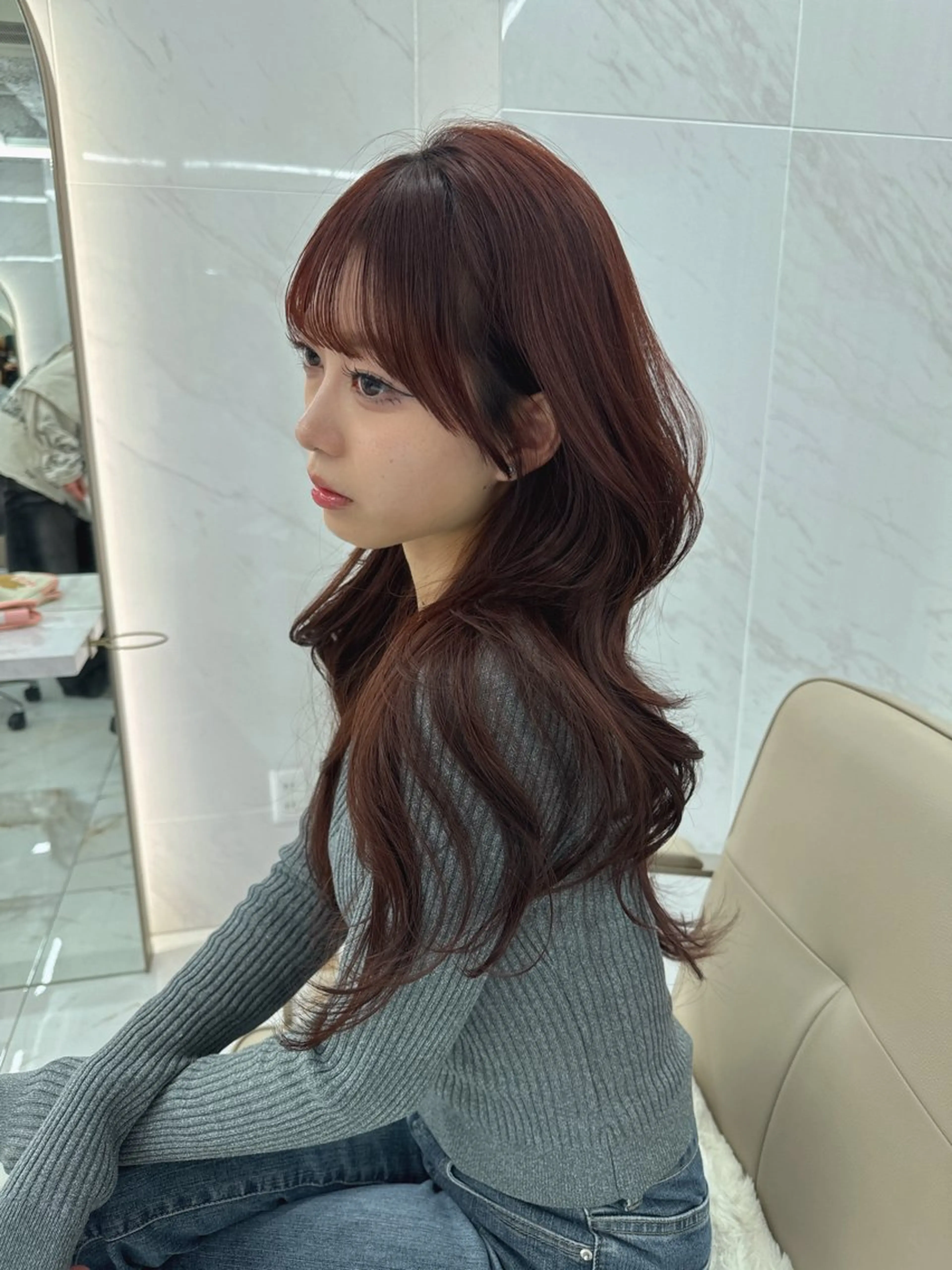 ロング のり🐼顔まわり/ 韓国/レイヤーカットのヘアスタイル