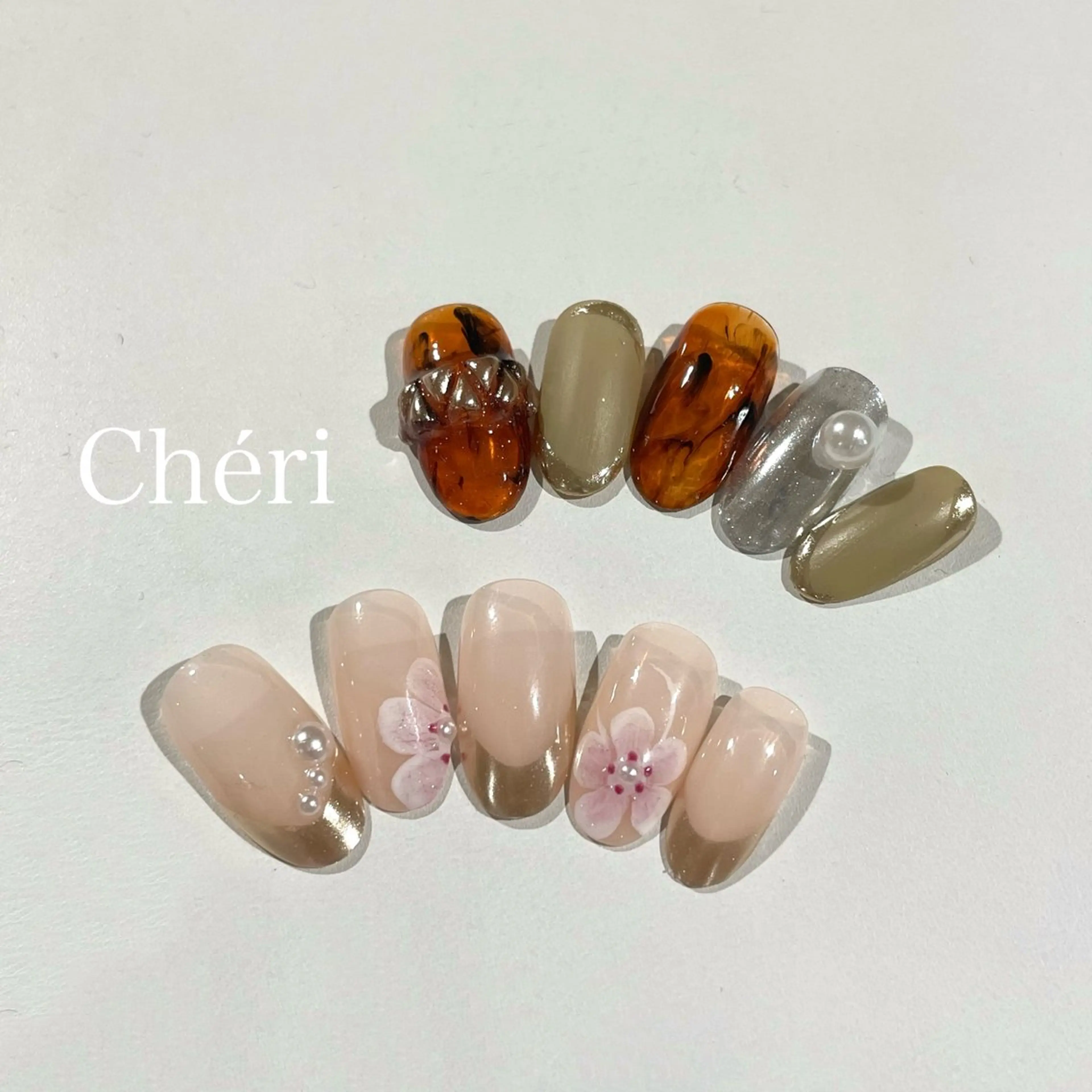 ネイル べっ甲ネイル 春ネイル Chéri［シェリ］ nail salonのネイルデザイン