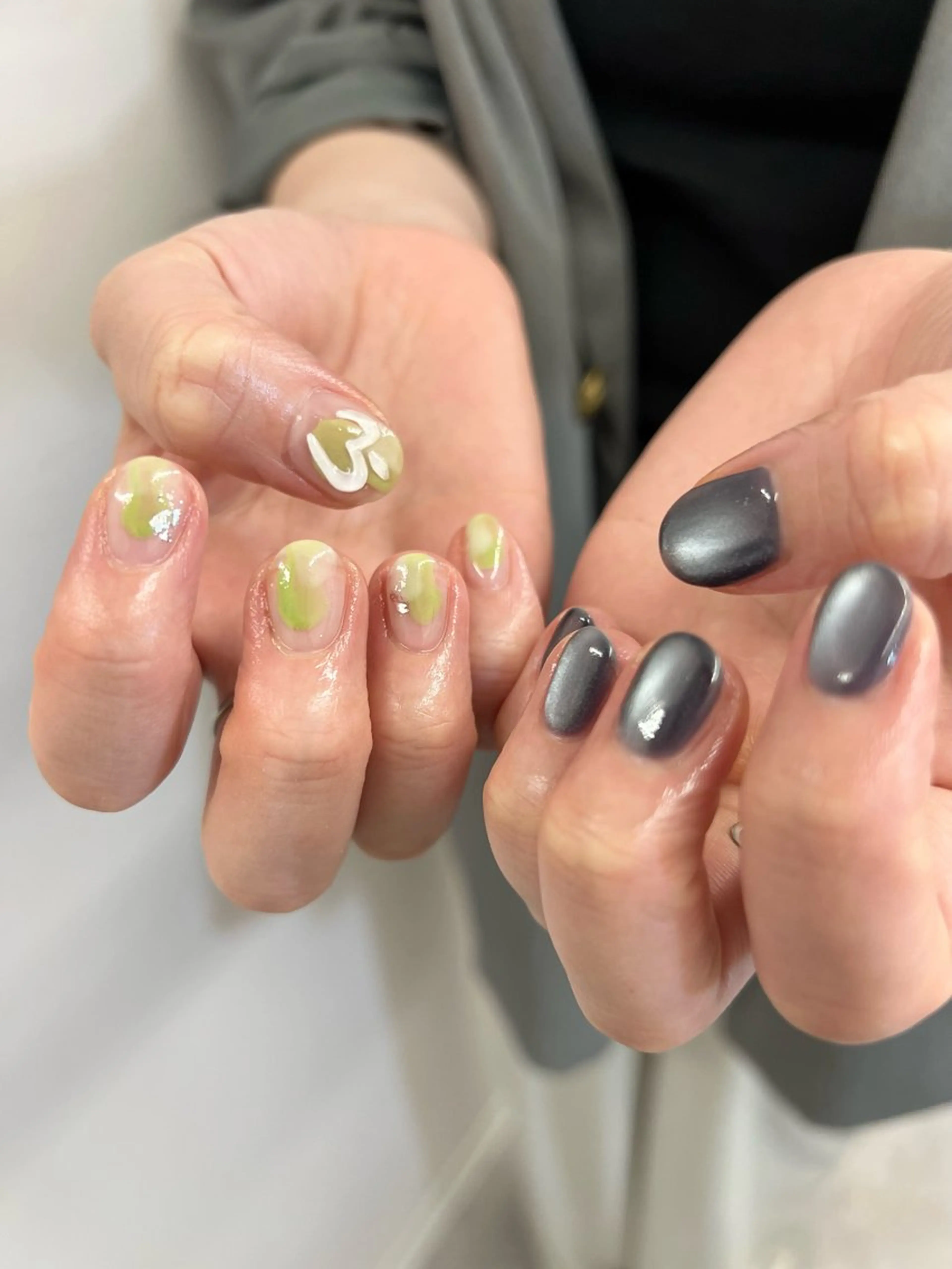 ネイル ジェルネイル マグネットネイル ニュアンスネイル パラジェル リボン ハンドネイル ハンドケア Bana_ Nailのネイルデザイン