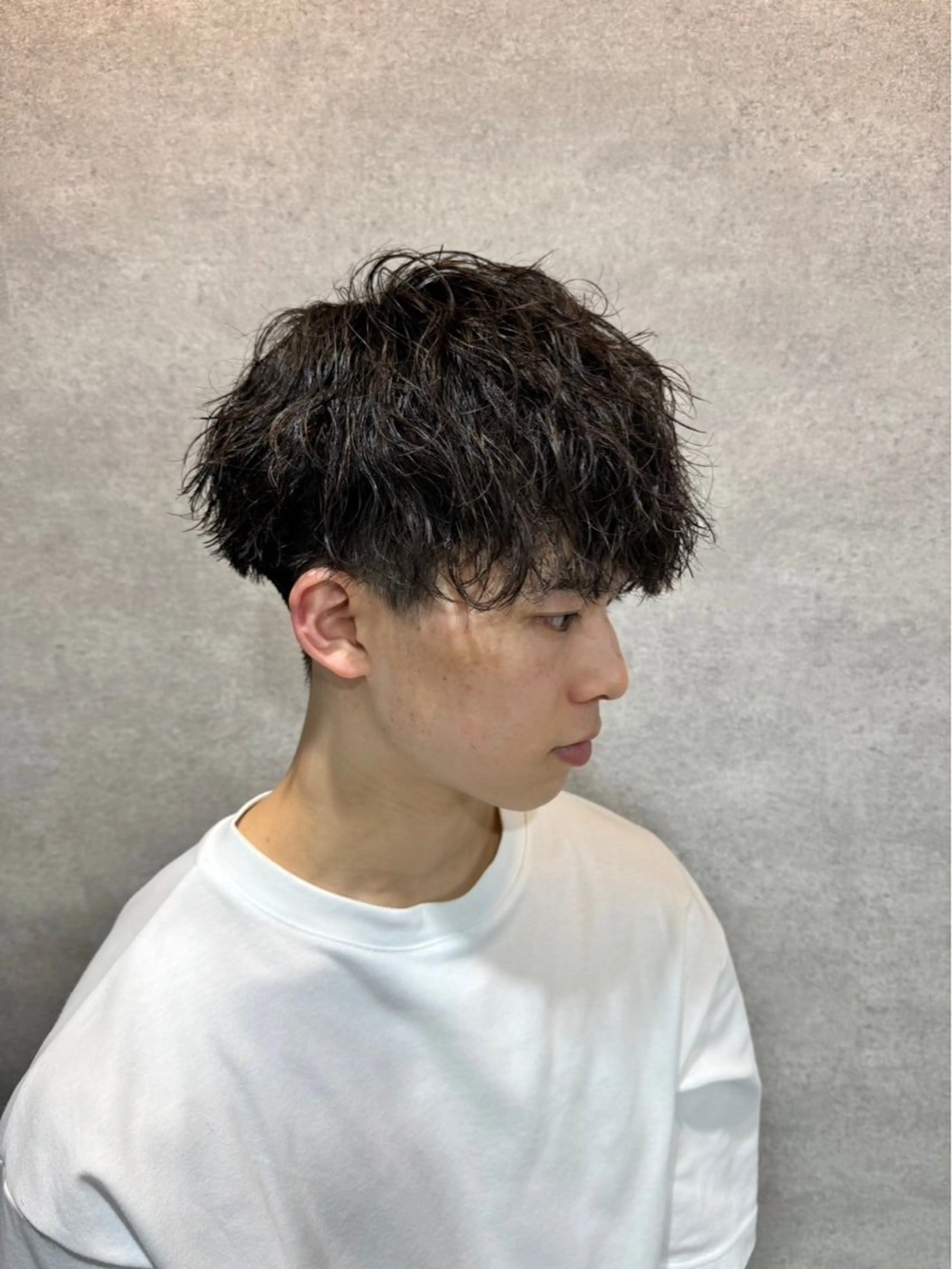 ショート パーマ メンズ *モデル募集🤍横浜 透明感カラー🫧のヘアスタイル